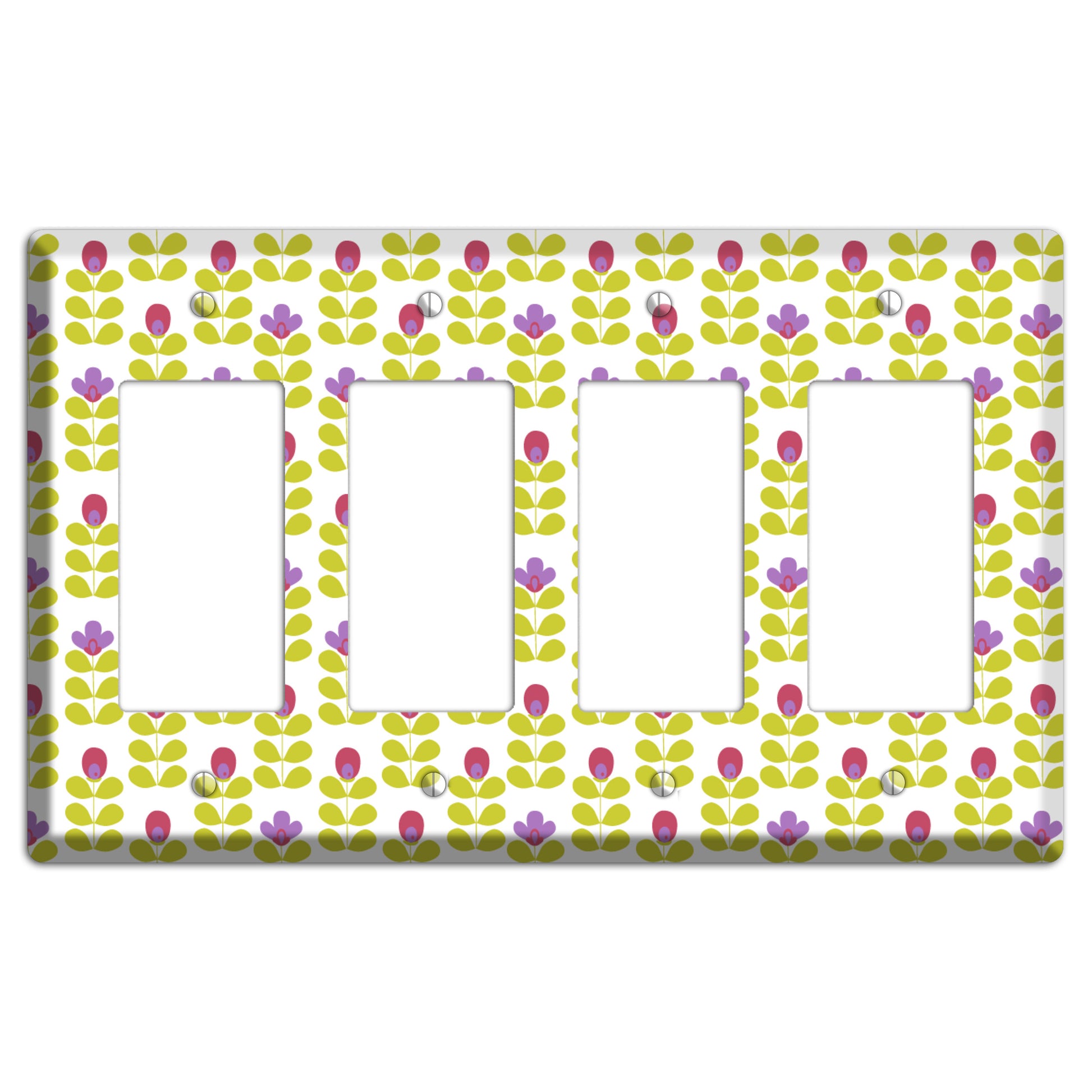 Yellow Deco Floral Half Drop 4 Rocker Wallplate