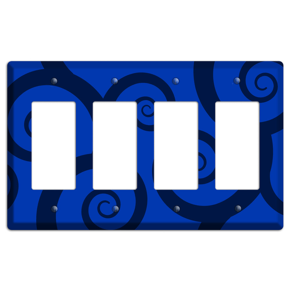 Blue Large Swirl 4 Rocker Wallplate