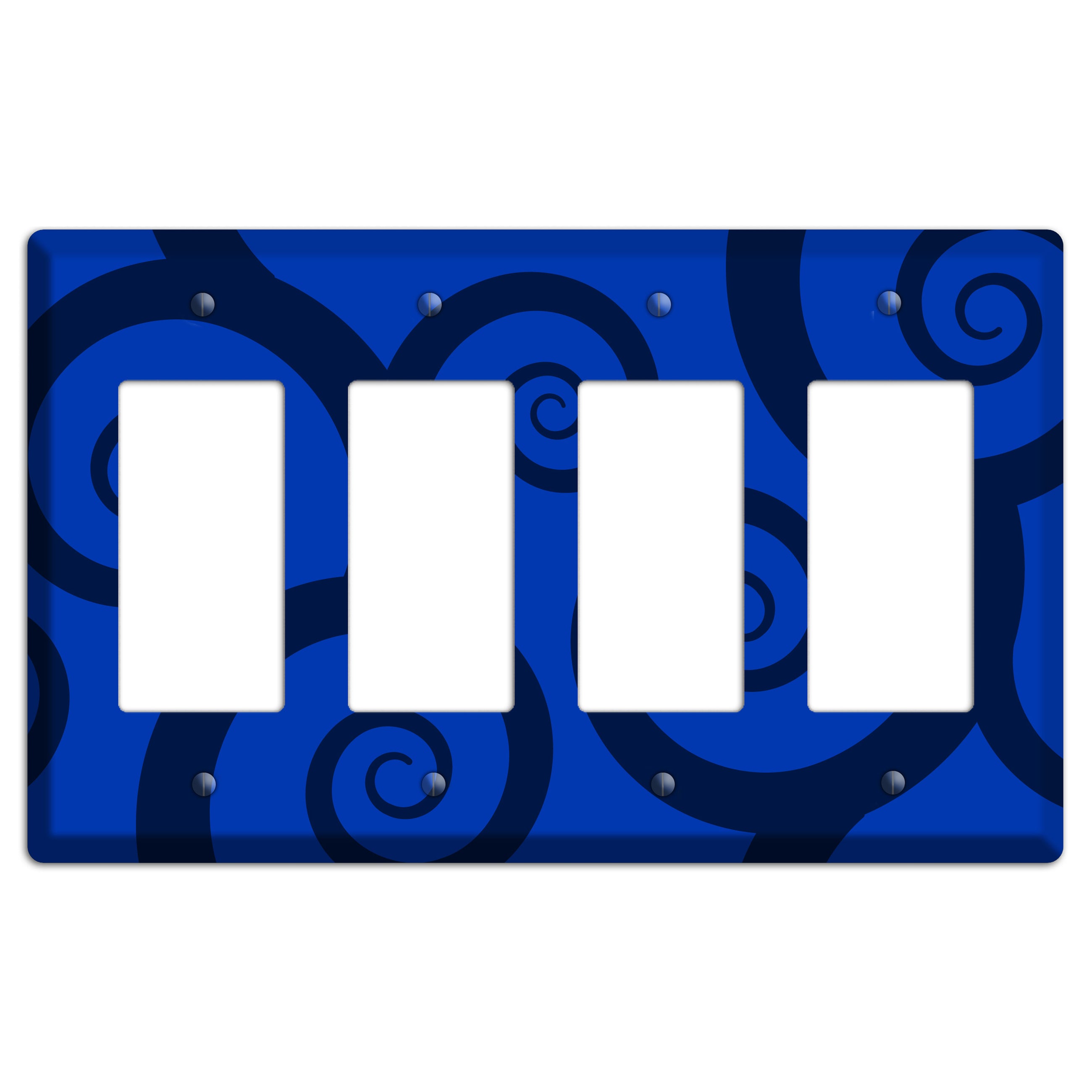Blue Large Swirl 4 Rocker Wallplate