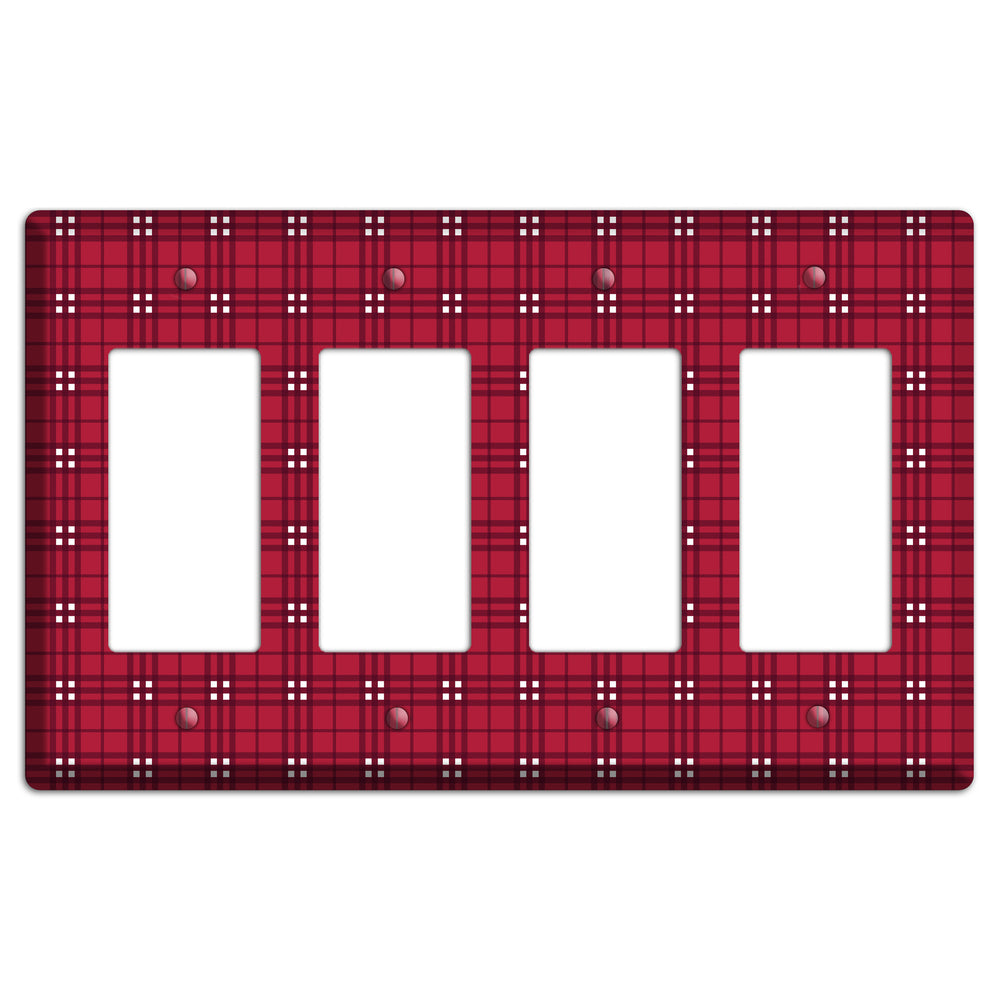 Red and White Plaid 4 Rocker Wallplate