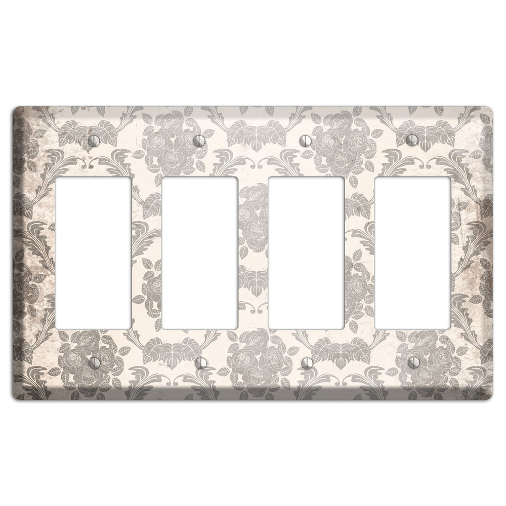 Pearl Bush Vintage Rose Damask 4 Rocker Wallplate