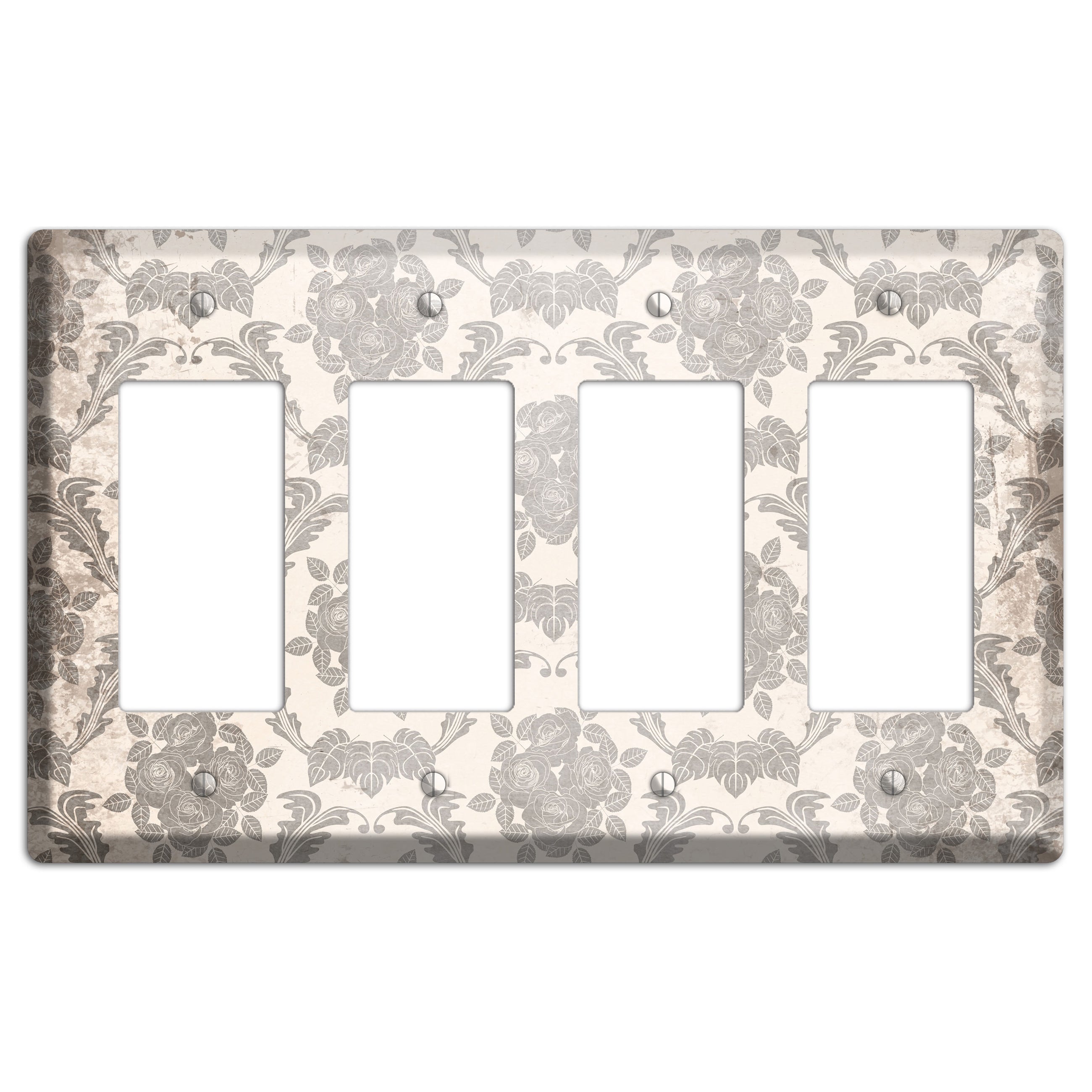 Pearl Bush Vintage Rose Damask 4 Rocker Wallplate