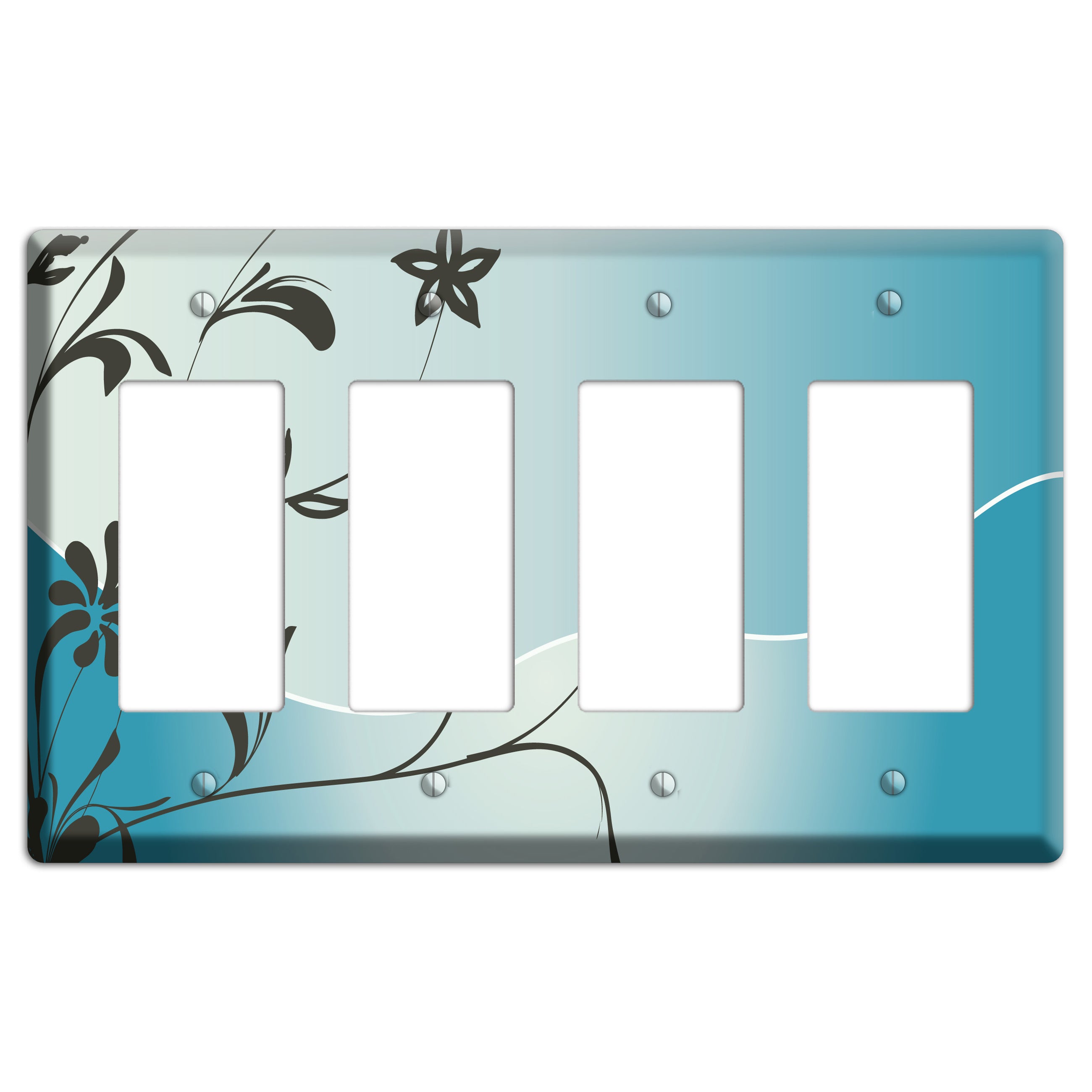 Blue-grey Flowers 4 Rocker Wallplate