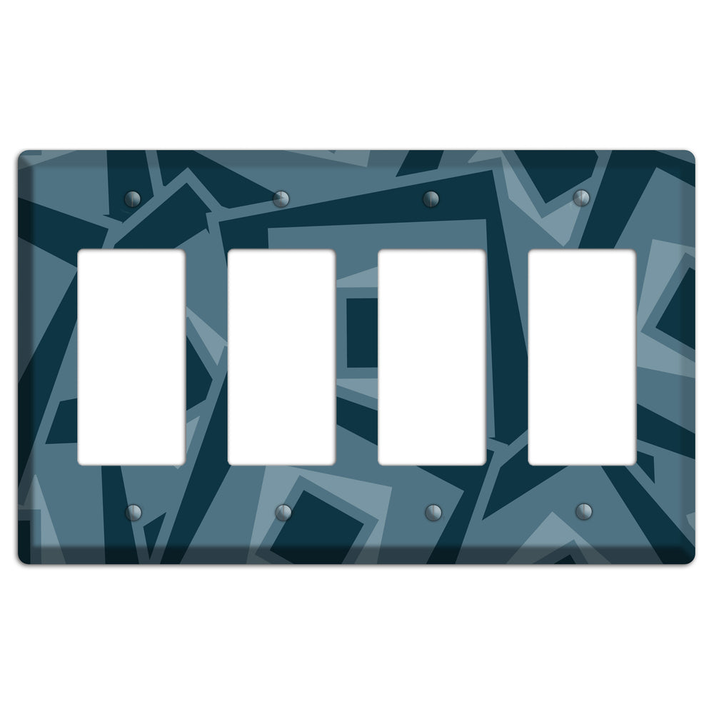 Blue-grey Retro Cubist 4 Rocker Wallplate
