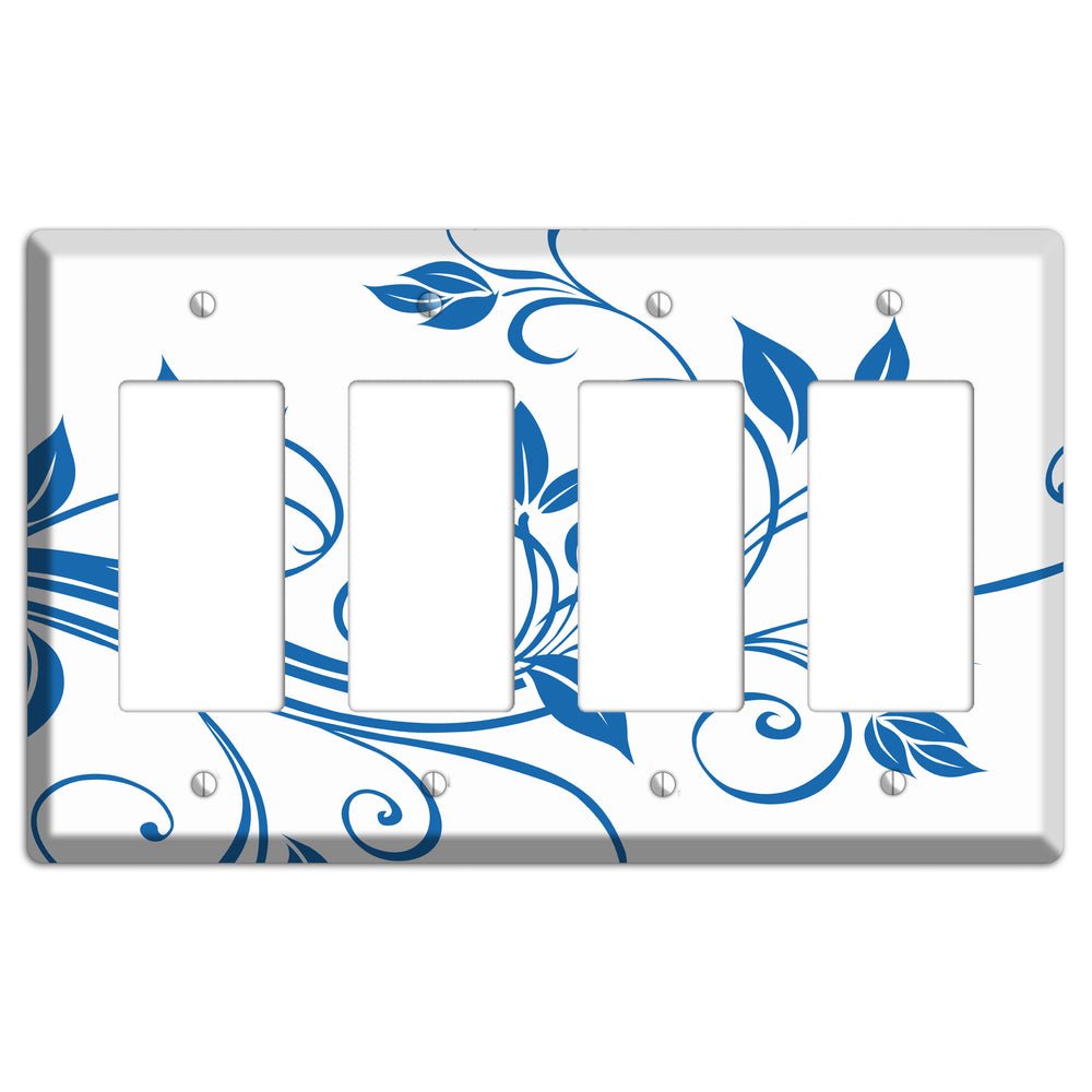Black and White Sprig 4 Rocker Wallplate