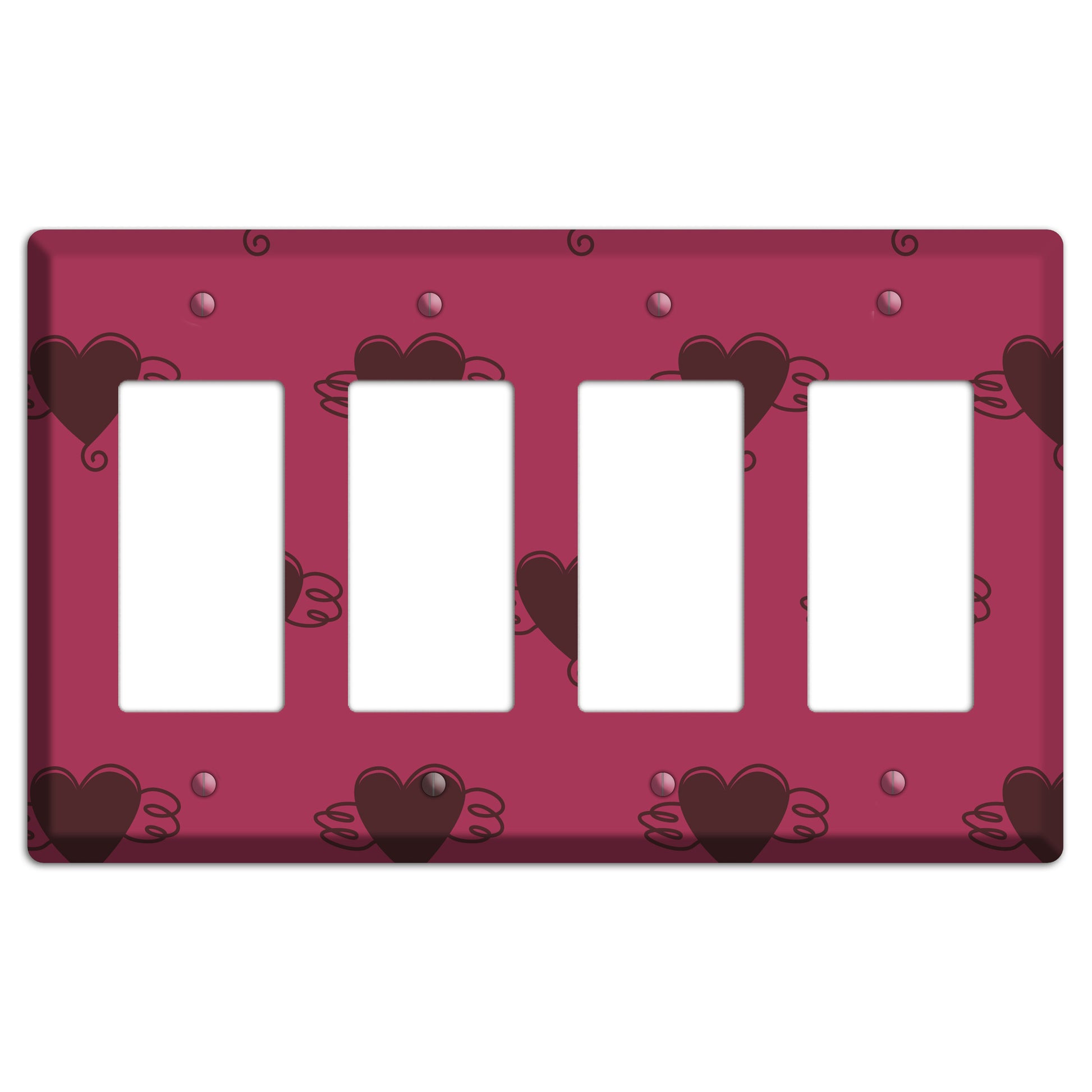 Fuschia Winged Hearts 2 4 Rocker Wallplate