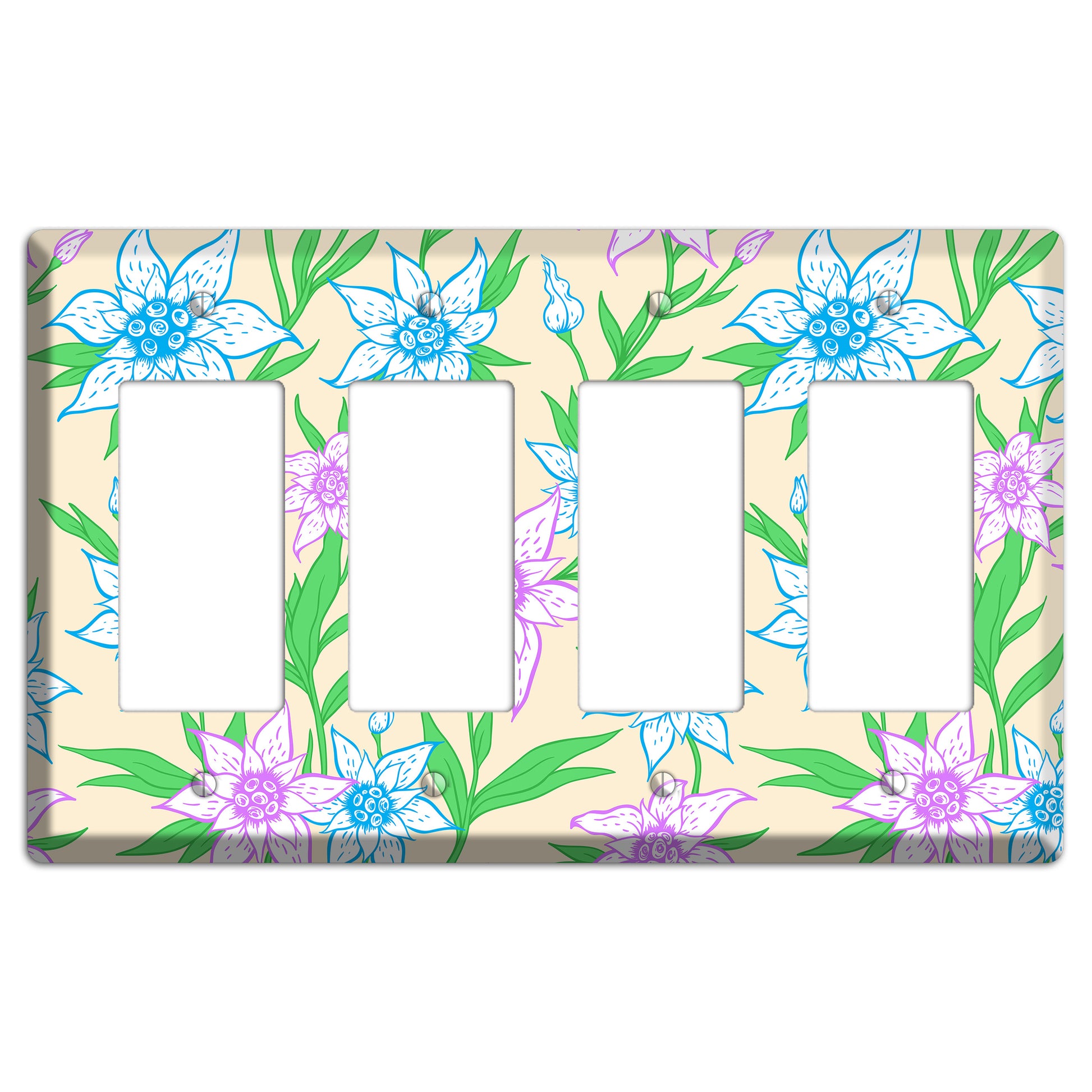 Hand Drawn Flowers Style A 4 Rocker Wallplate