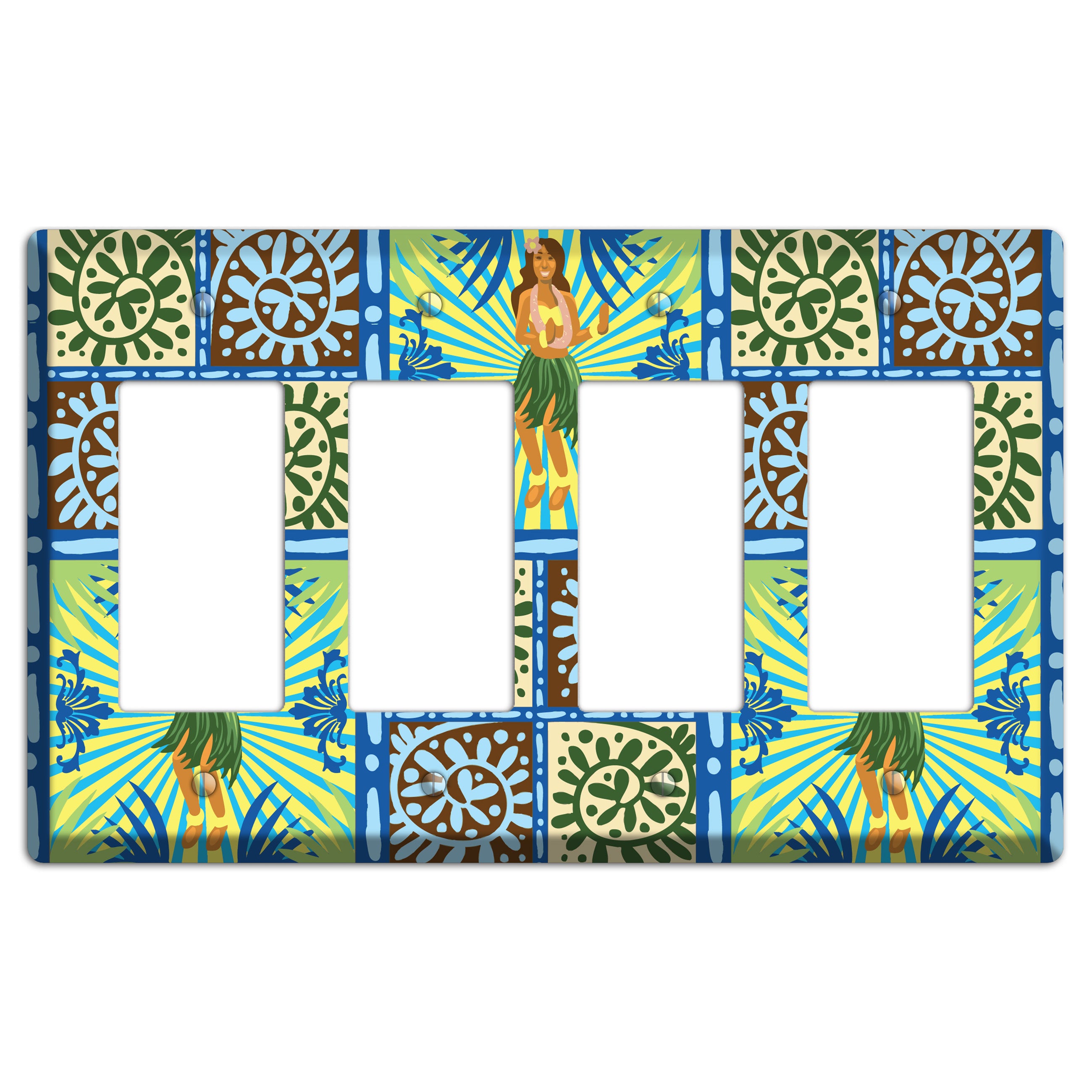 Blue and Green Hula 4 Rocker Wallplate