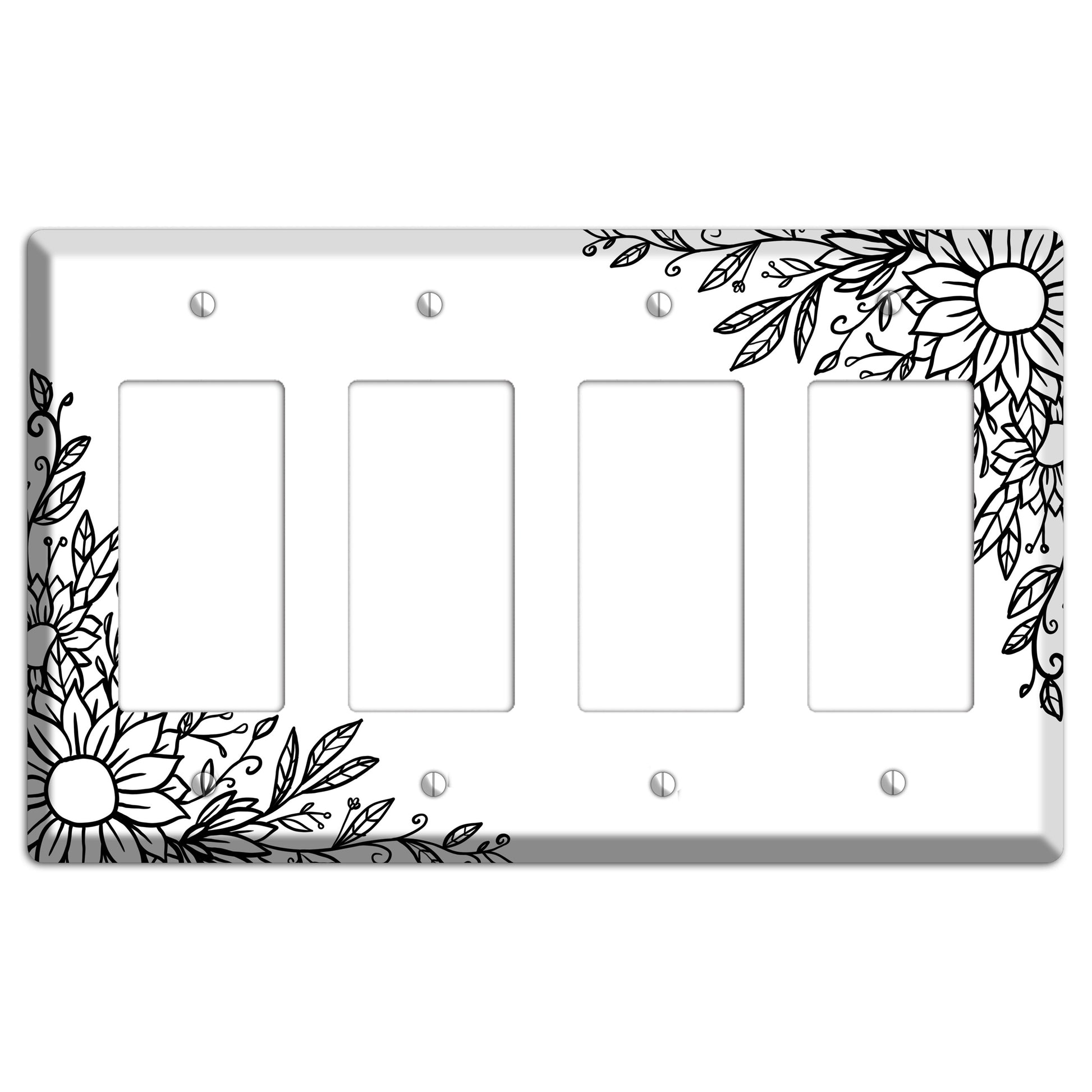 Hand-Drawn Floral 6 4 Rocker Wallplate