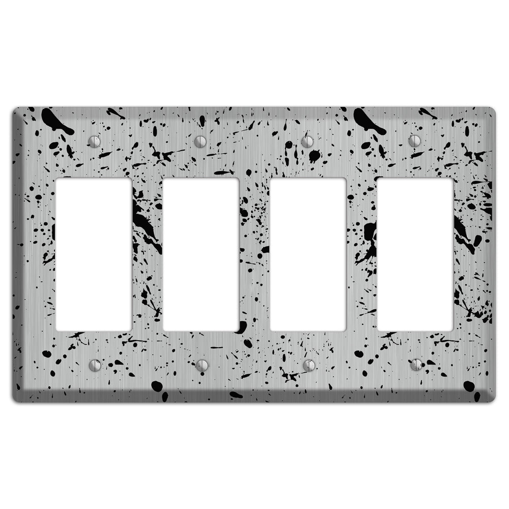 Ink Splash 4 Stainless Steel 4 Rocker Wallplate