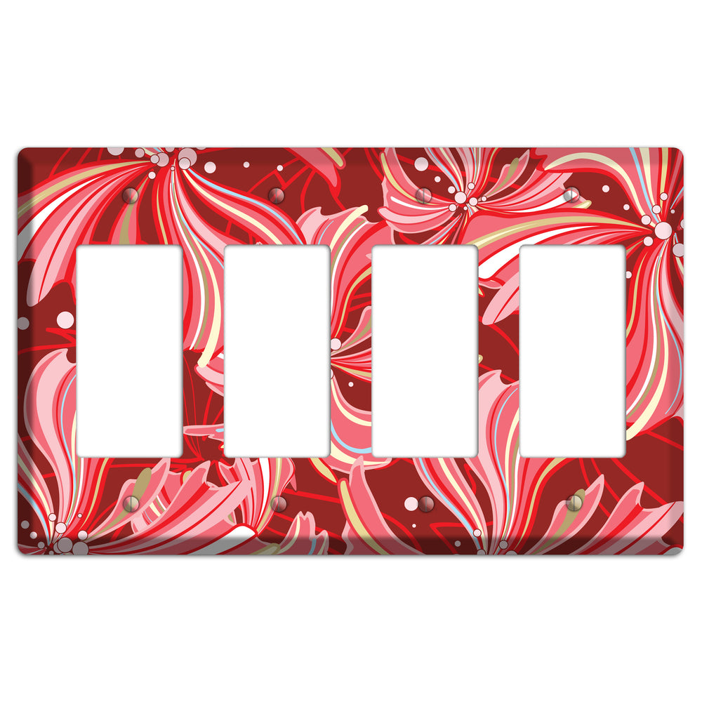 Red Deco Blossoms 4 Rocker Wallplate