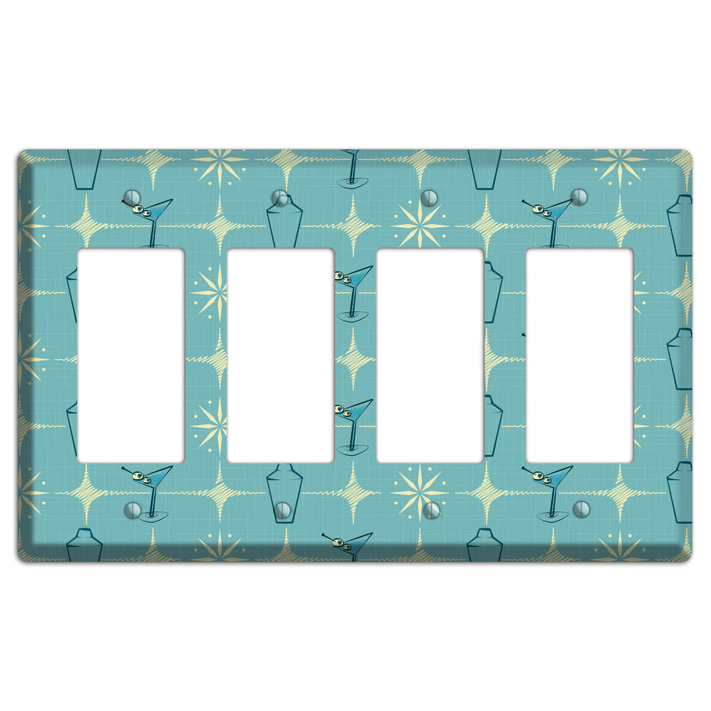 Blue Shaker and Martini 4 Rocker Wallplate