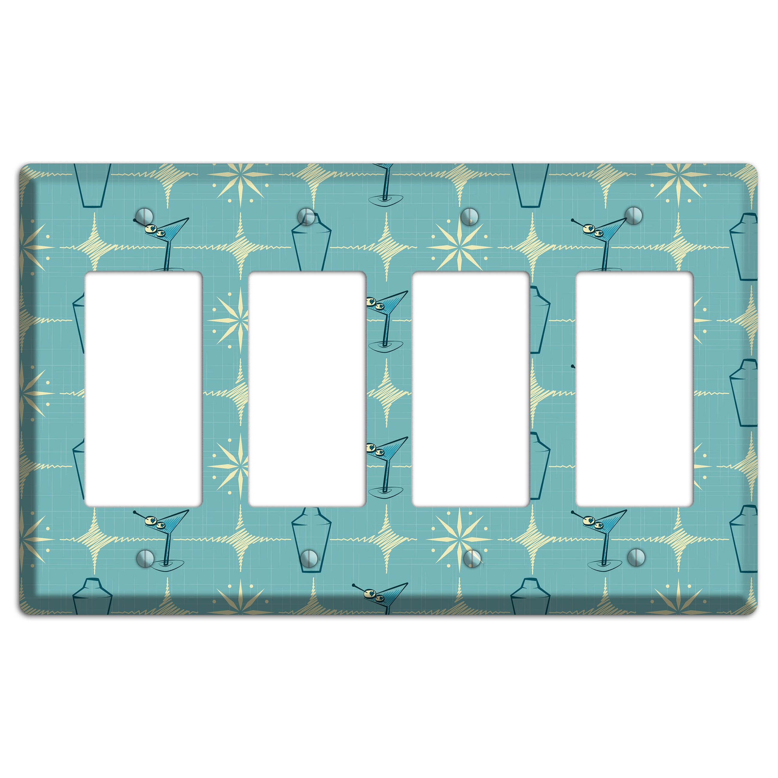 Blue Shaker and Martini 4 Rocker Wallplate