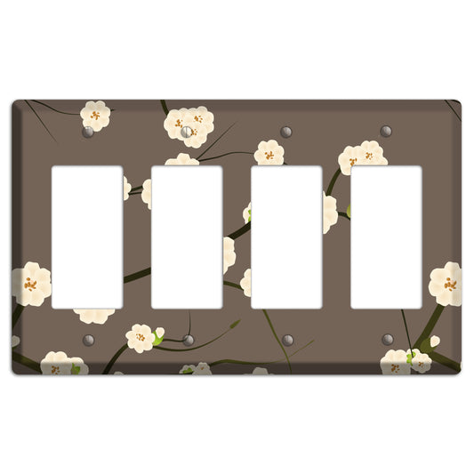 Yellow and Brown Cherry Blossoms 4 Rocker Wallplate