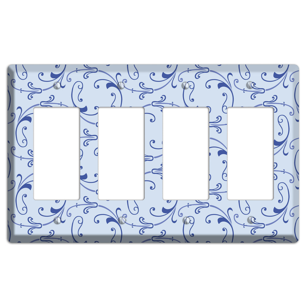 Light Blue Victorian Sprig 4 Rocker Wallplate