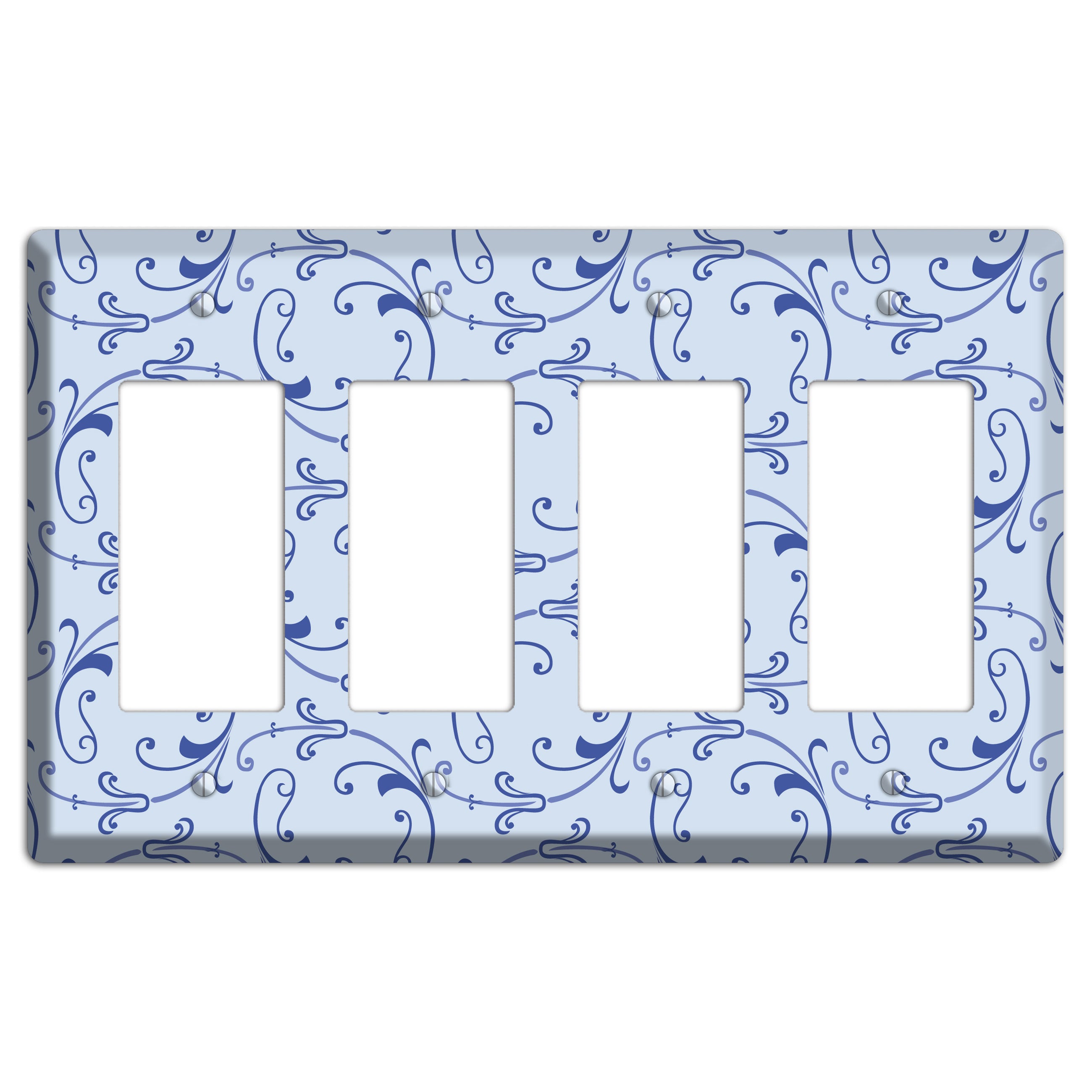 Light Blue Victorian Sprig 4 Rocker Wallplate