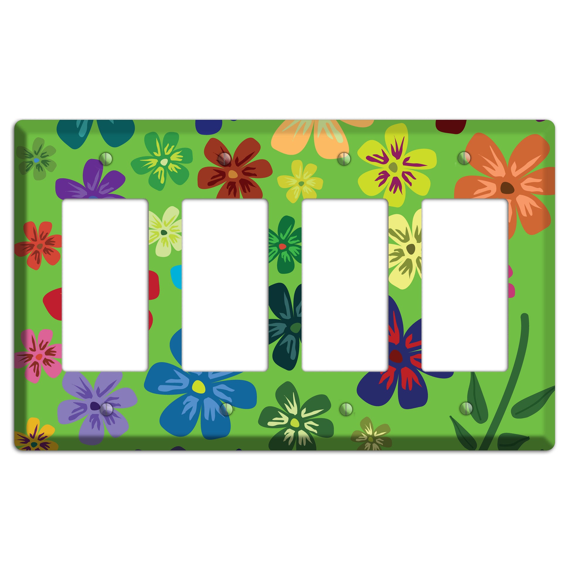 Orange Flowers 4 Rocker Wallplate