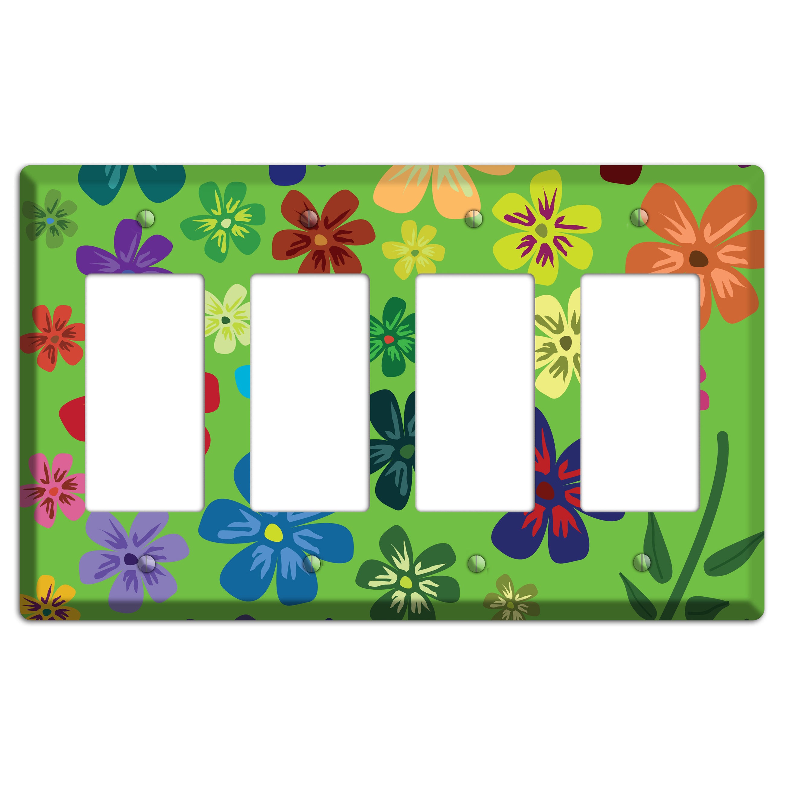 Orange Flowers 4 Rocker Wallplate