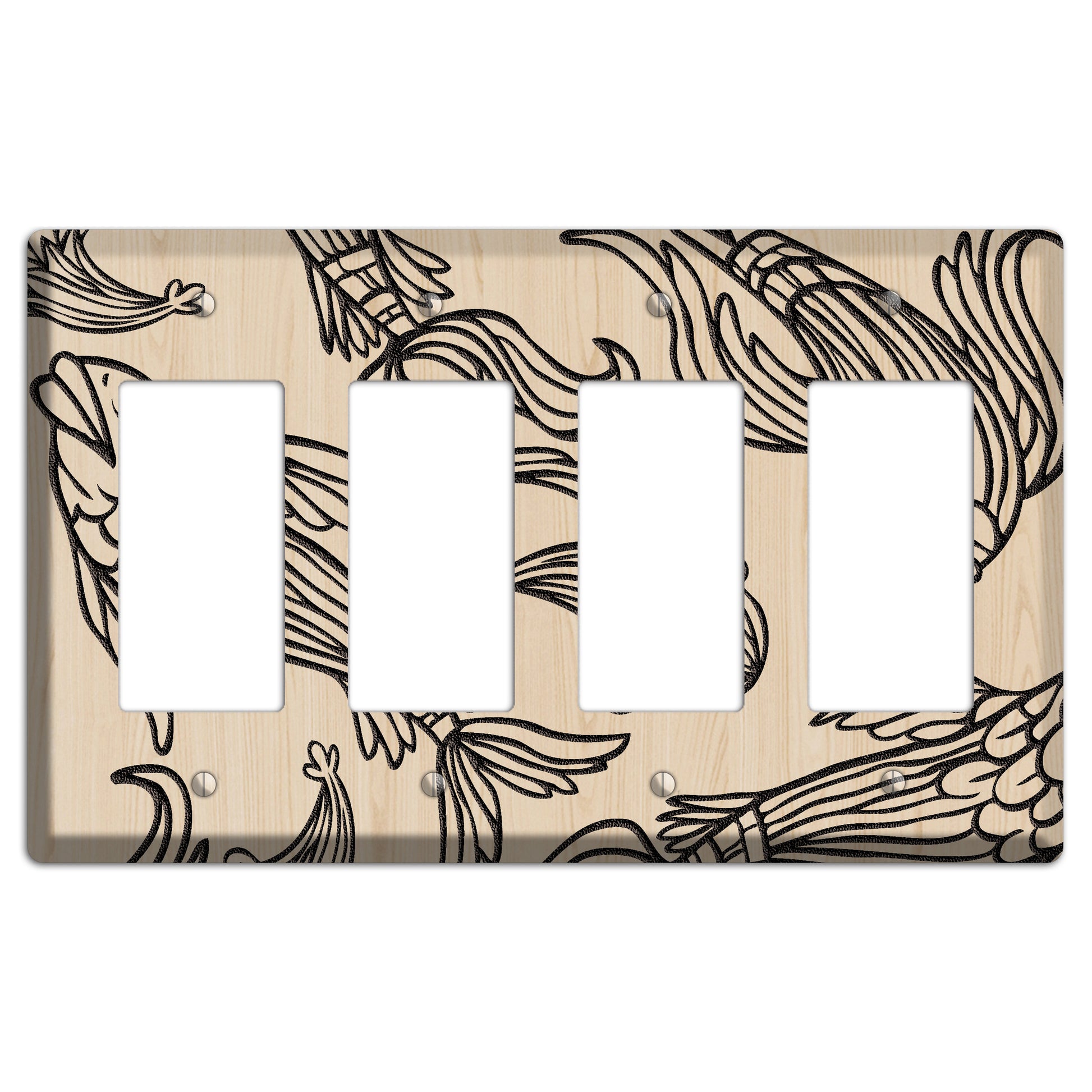 Koi Wood Lasered 4 Rocker Wallplate