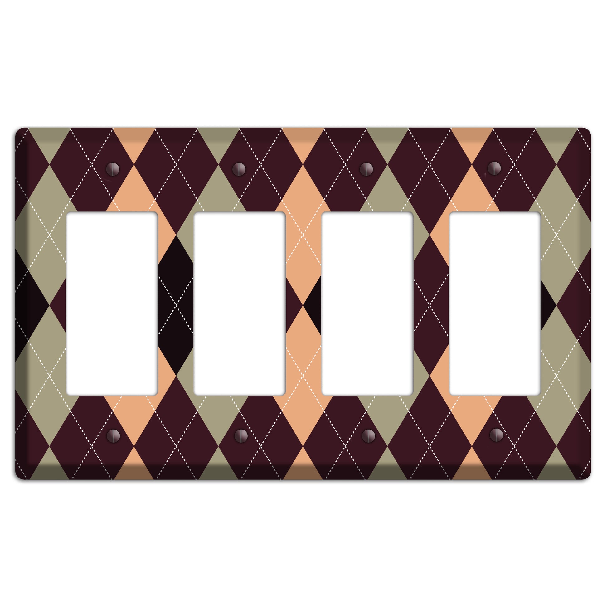 Beige and Brown Argyle 4 Rocker Wallplate