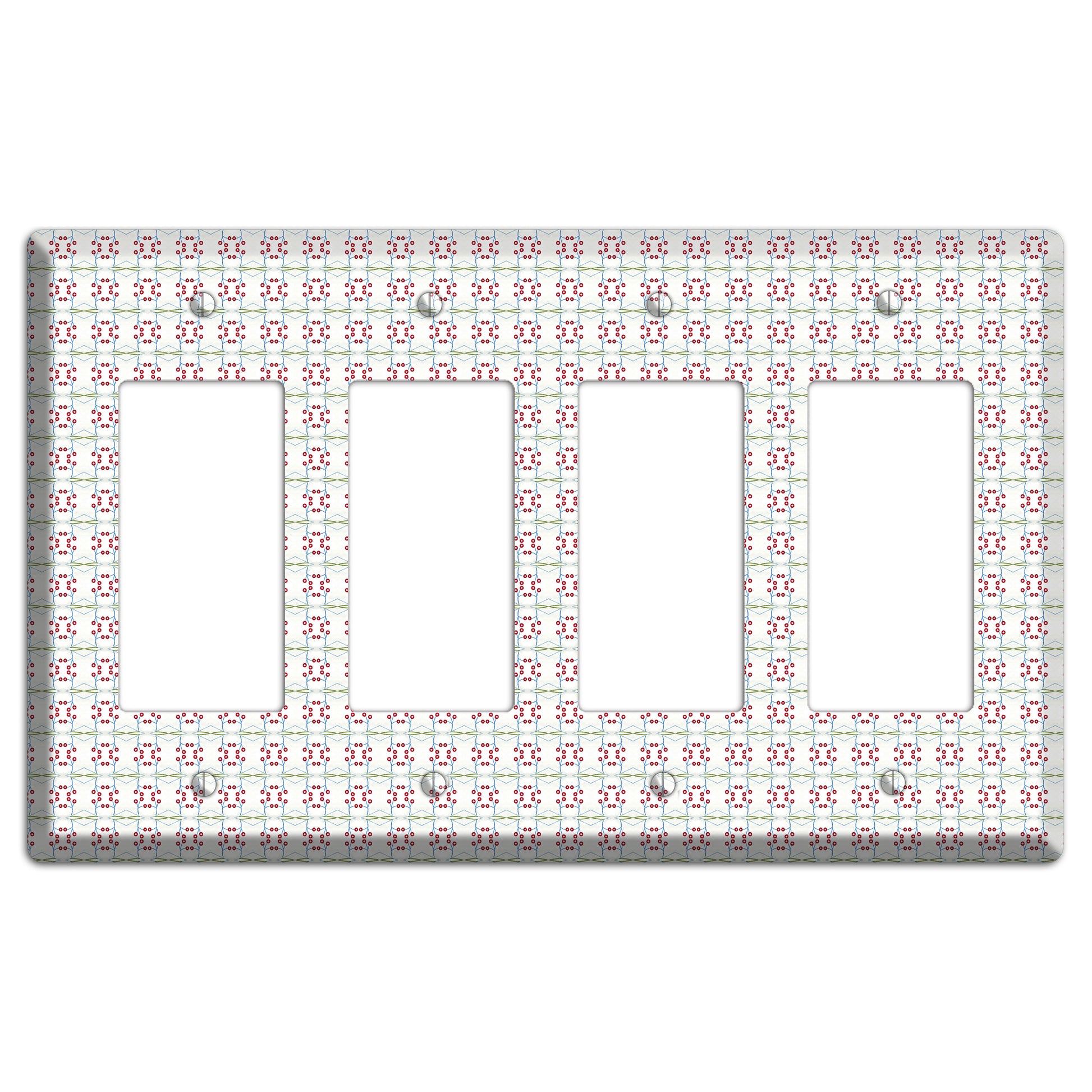 White with Red and Green Tapestry 4 Rocker Wallplate