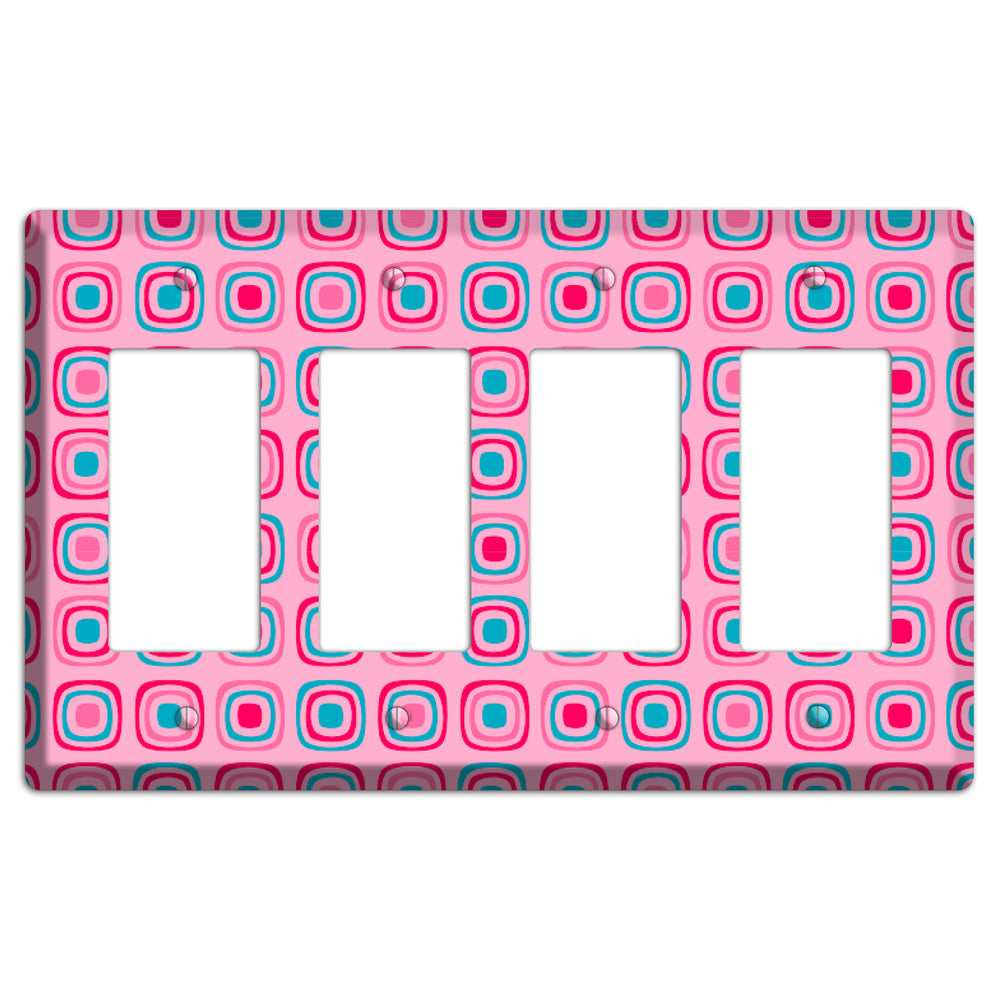 Pink and Blue Rounded Squares 4 Rocker Wallplate
