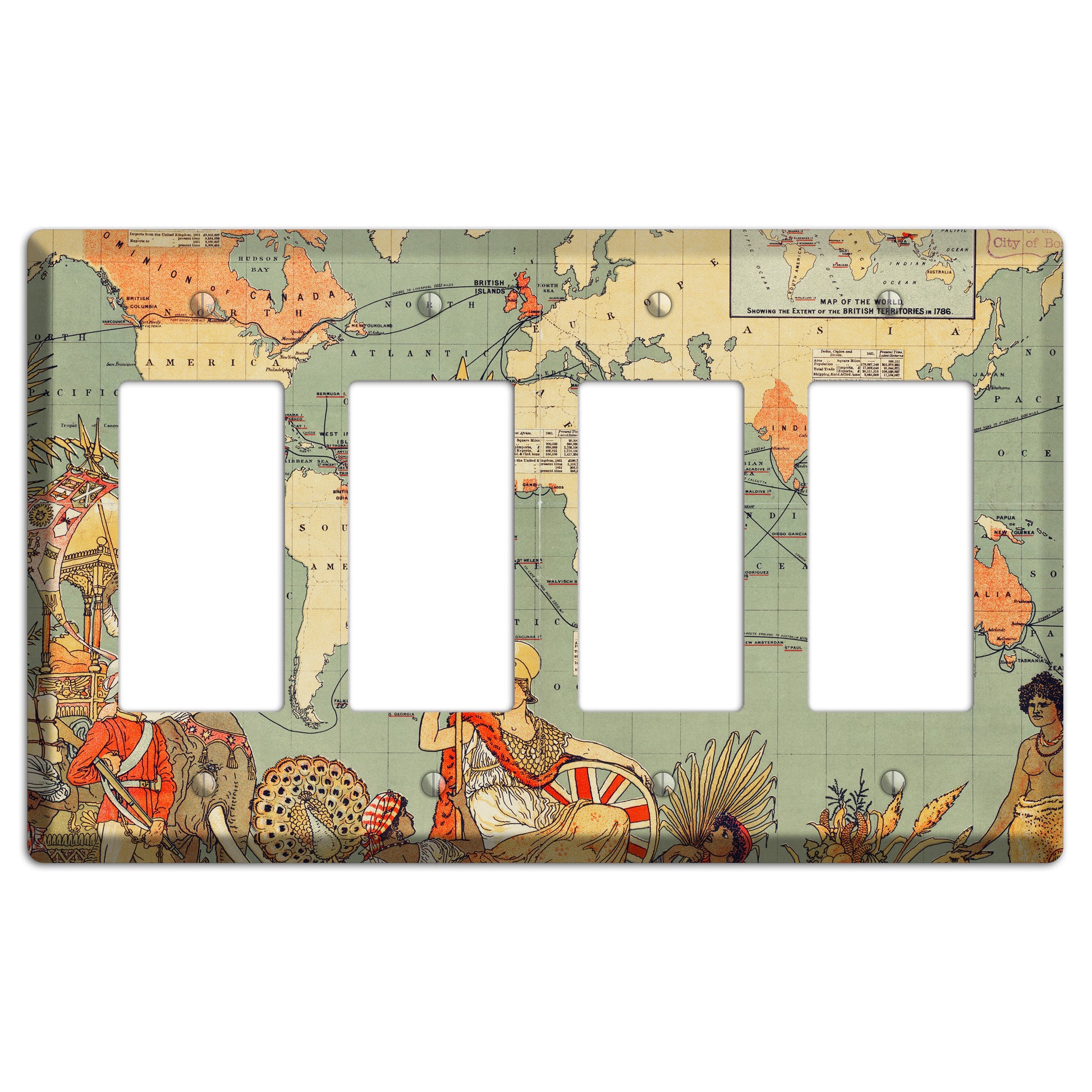 Map of Americas 4 Rocker Wallplate