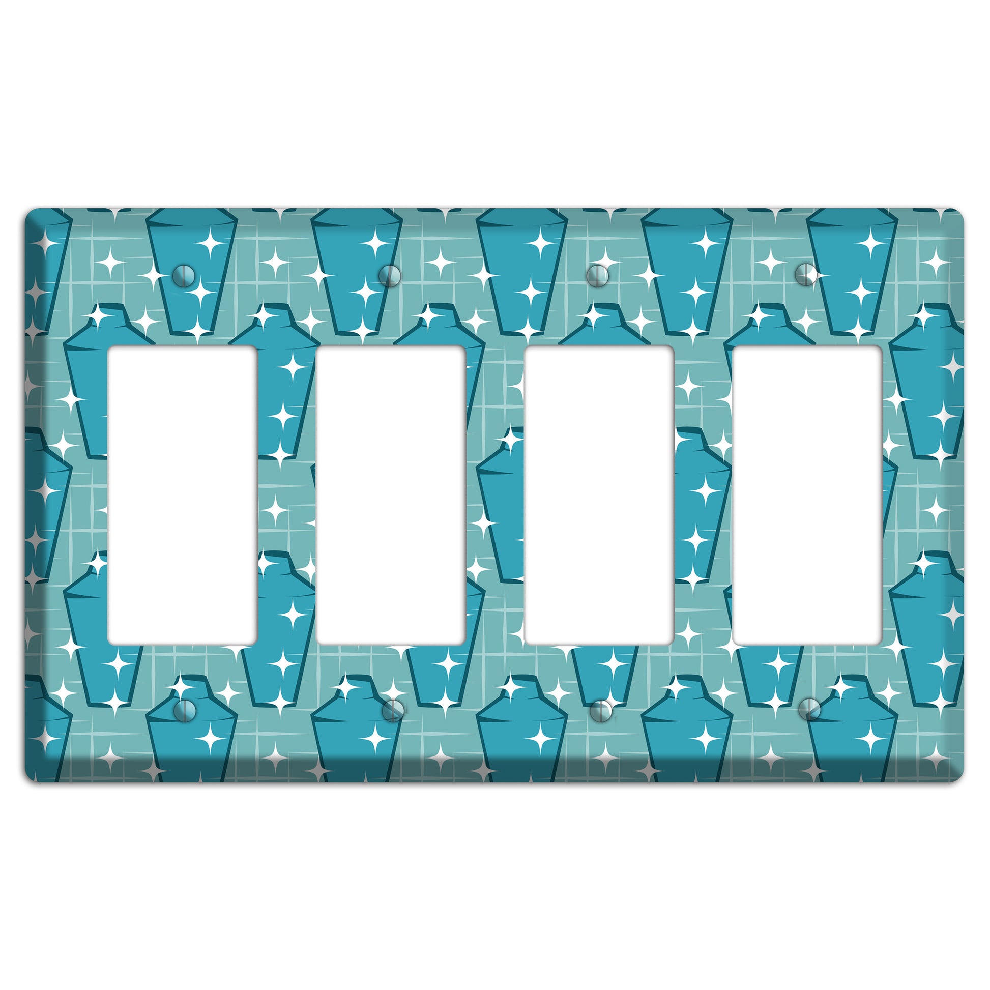 Blue and Teal Shaker 4 Rocker Wallplate