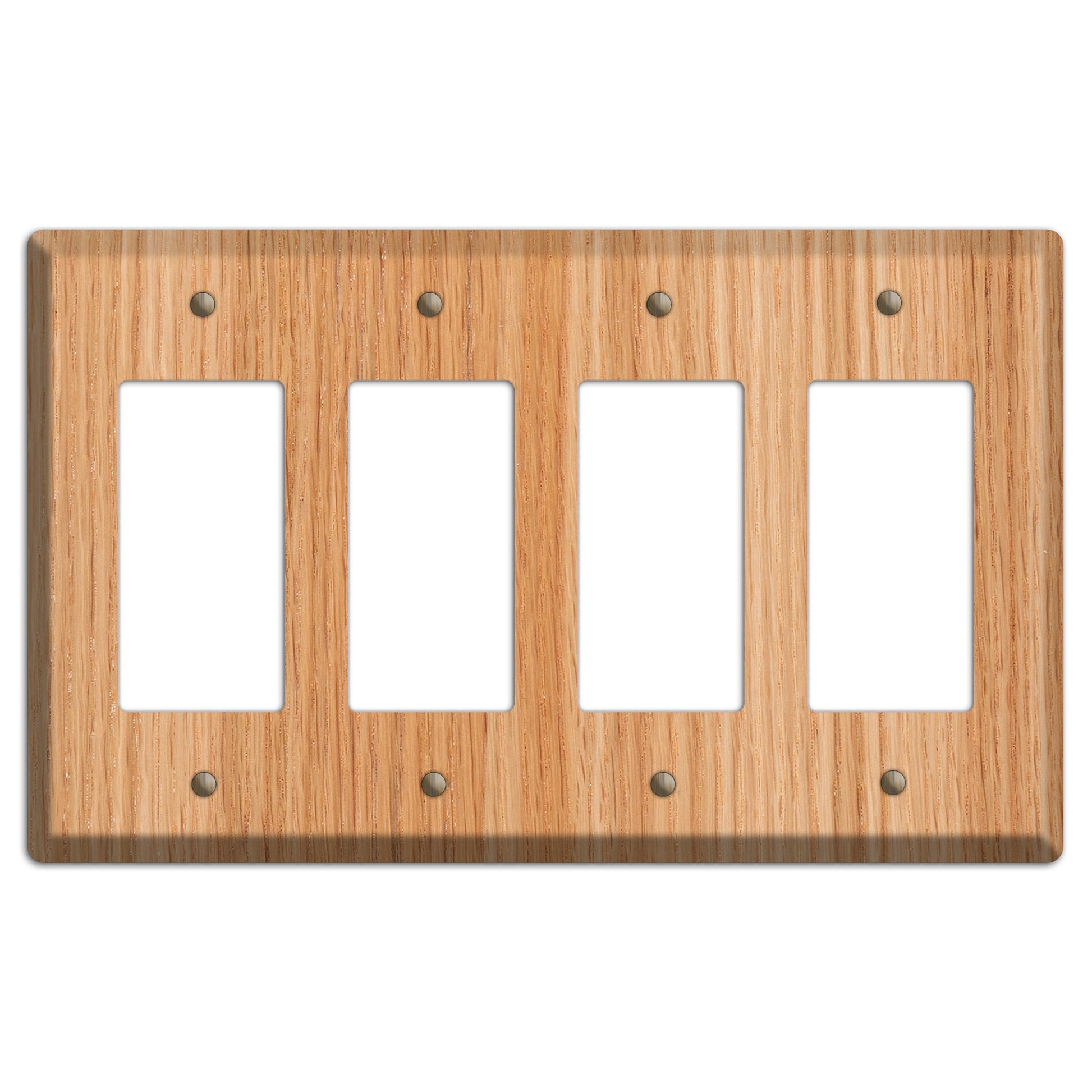 Unfinished Red Oak Wood Four rocker Switchplate