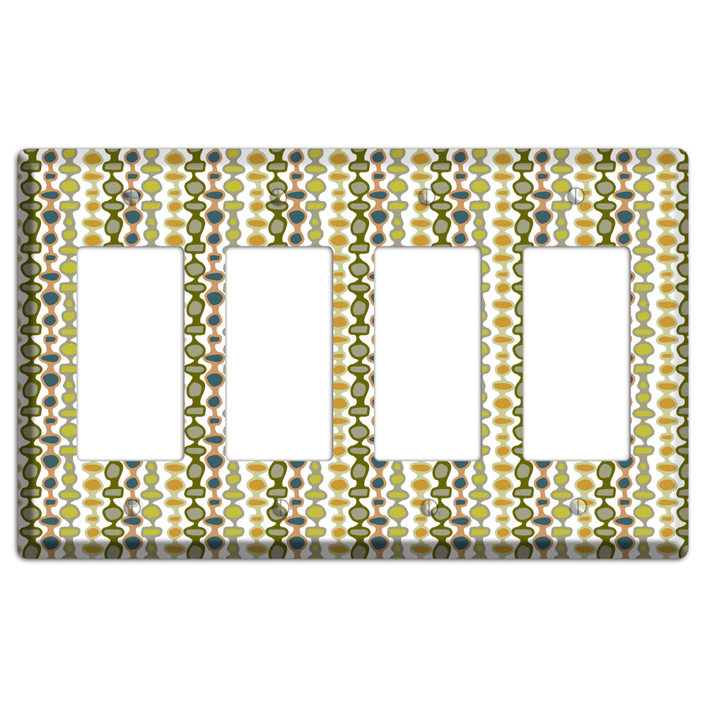 Multi Olive and Mustard Bead and Reel 4 Rocker Wallplate