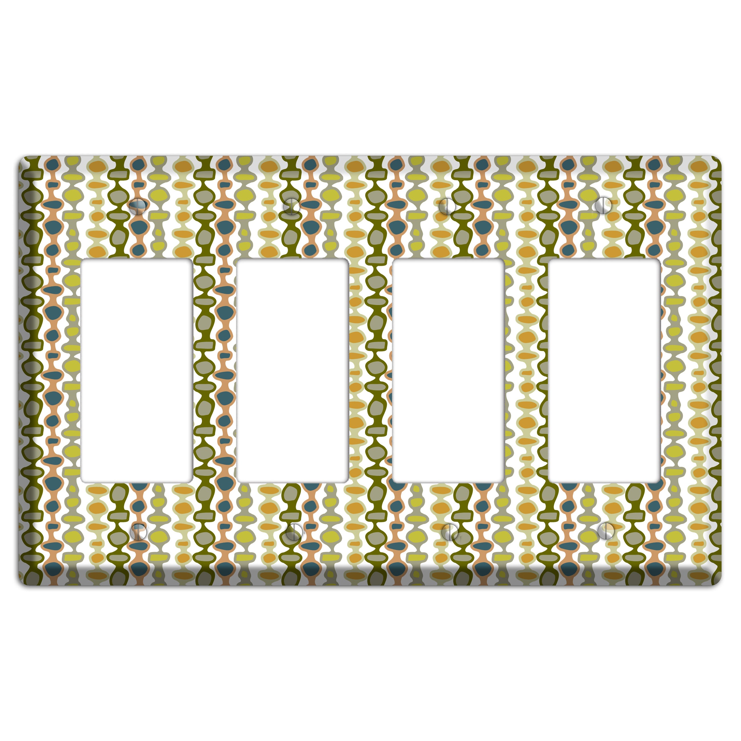 Multi Olive and Mustard Bead and Reel 4 Rocker Wallplate