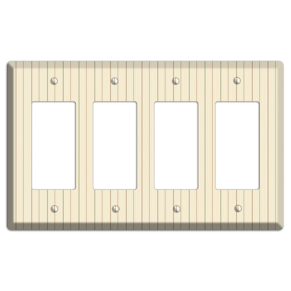 Off White Pinstripe 4 Rocker Wallplate