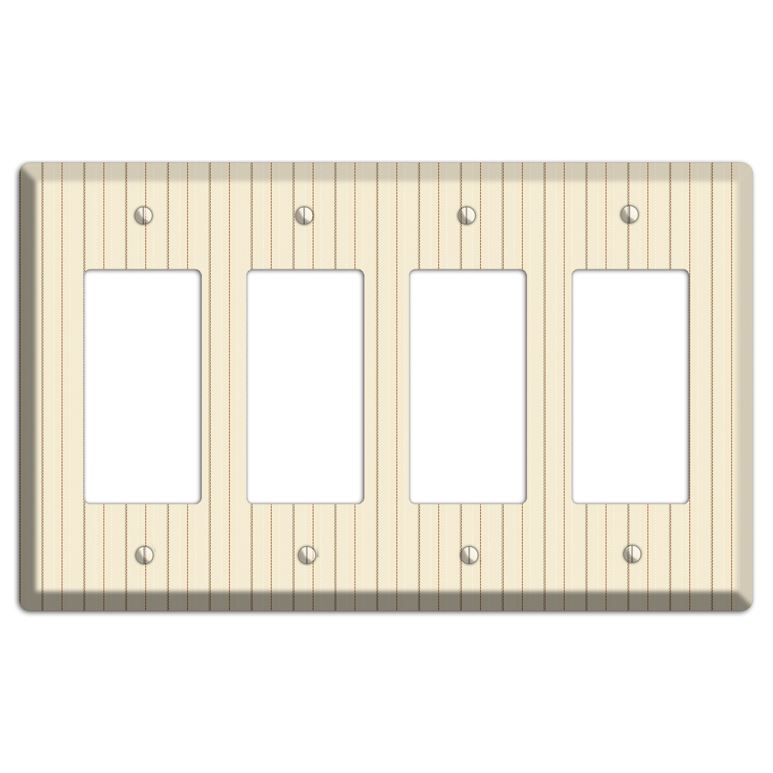 Off White Pinstripe 4 Rocker Wallplate