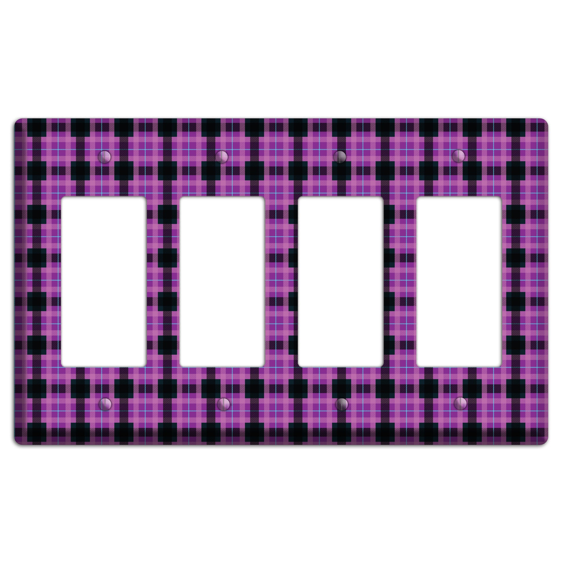Purple and Black Plaid 4 Rocker Wallplate