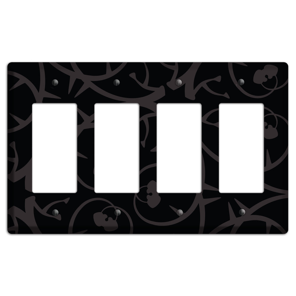 Black with Grey Abstract Swirl 4 Rocker Wallplate