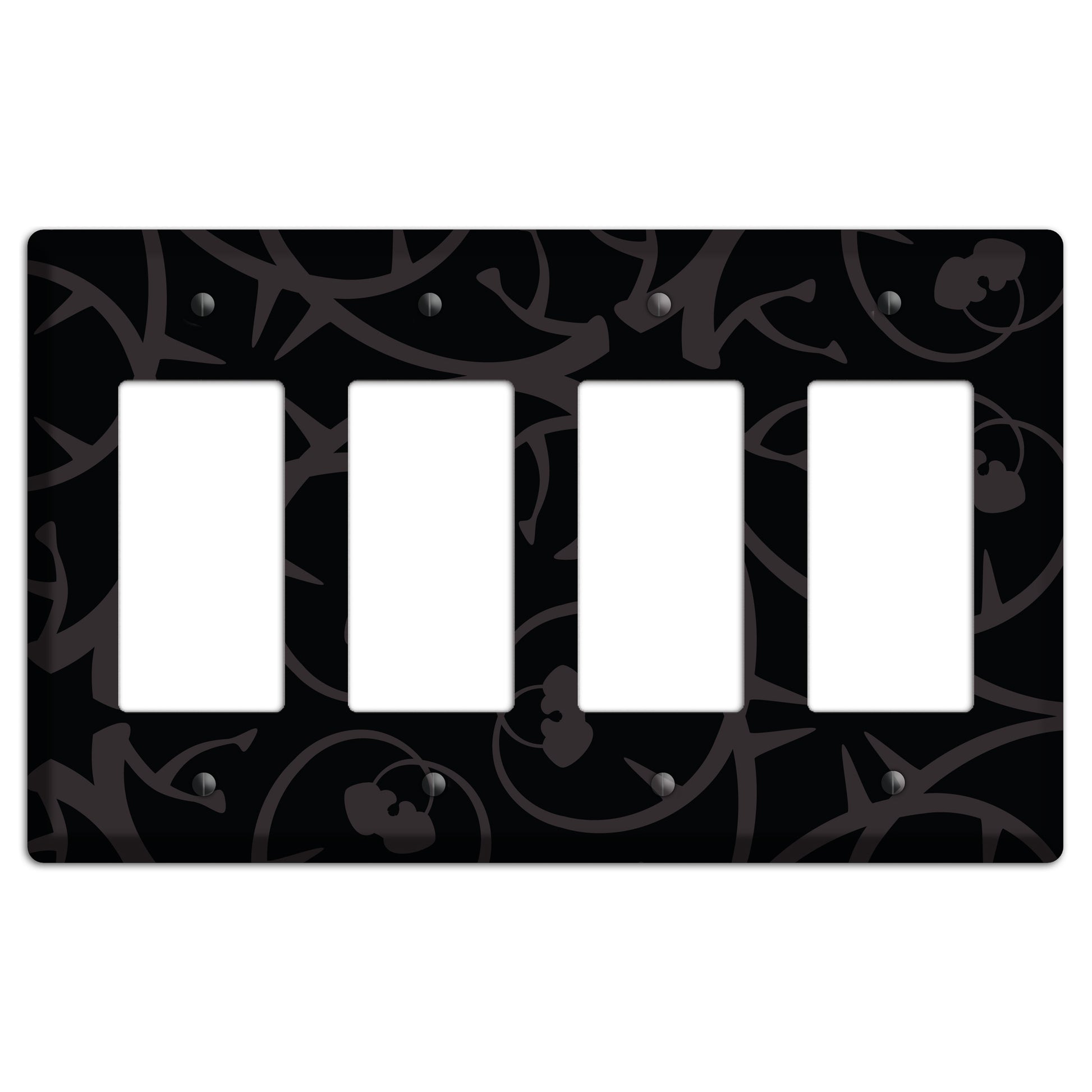 Black with Grey Abstract Swirl 4 Rocker Wallplate