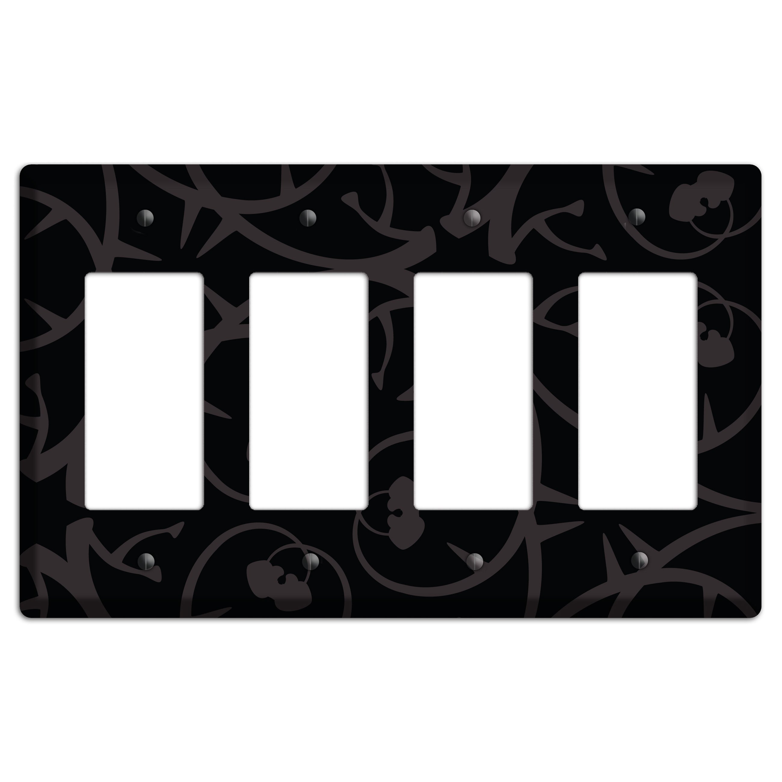 Black with Grey Abstract Swirl 4 Rocker Wallplate