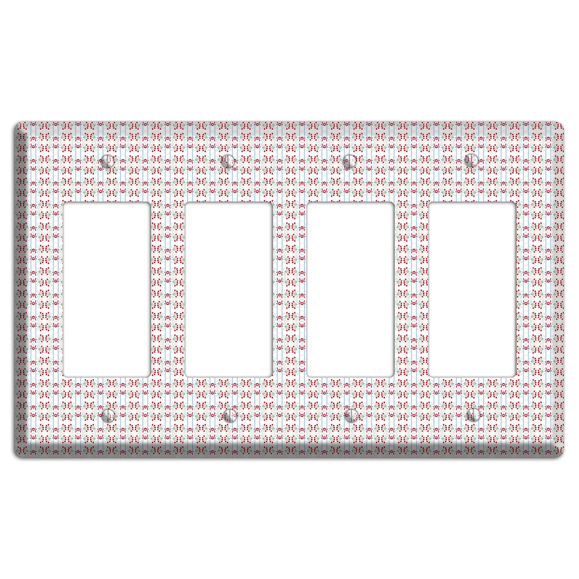 White with Red Blue Tapestry 4 Rocker Wallplate