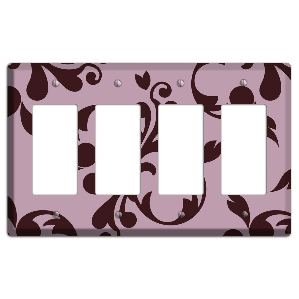 Dusty Rose and Burgundy Toile 4 Rocker Wallplate