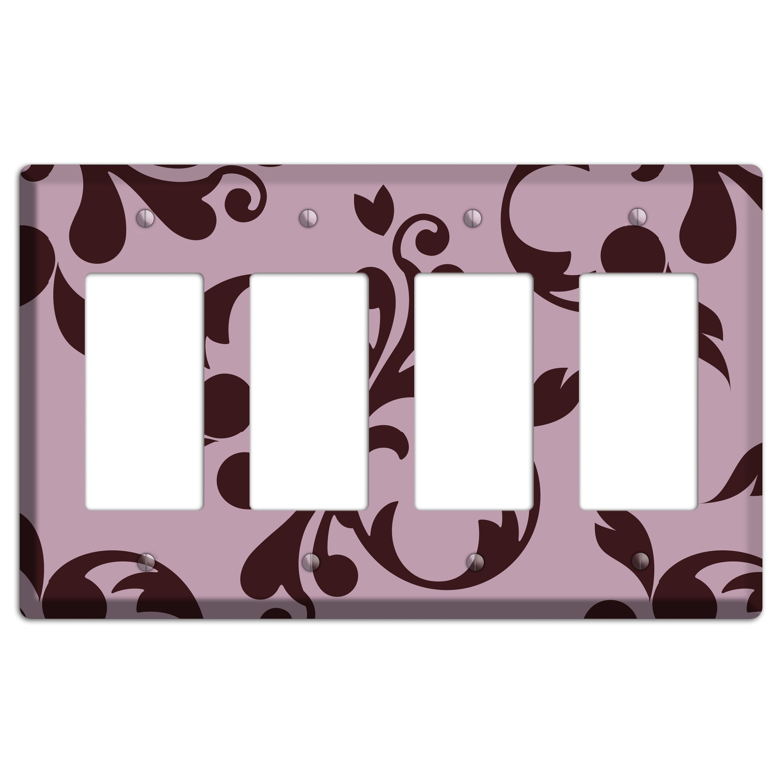 Dusty Rose and Burgundy Toile 4 Rocker Wallplate