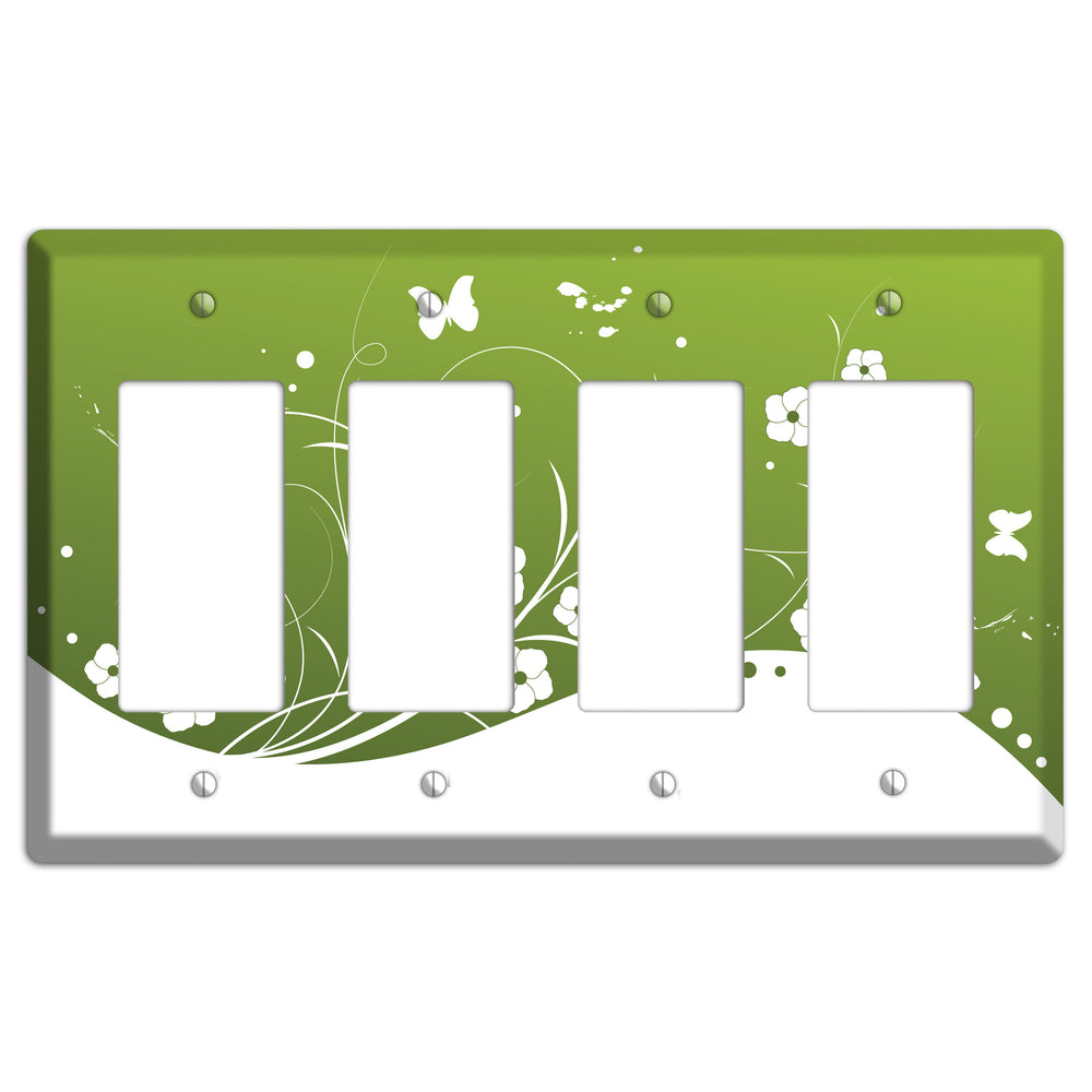 Green Floral Sprig 4 Rocker Wallplate