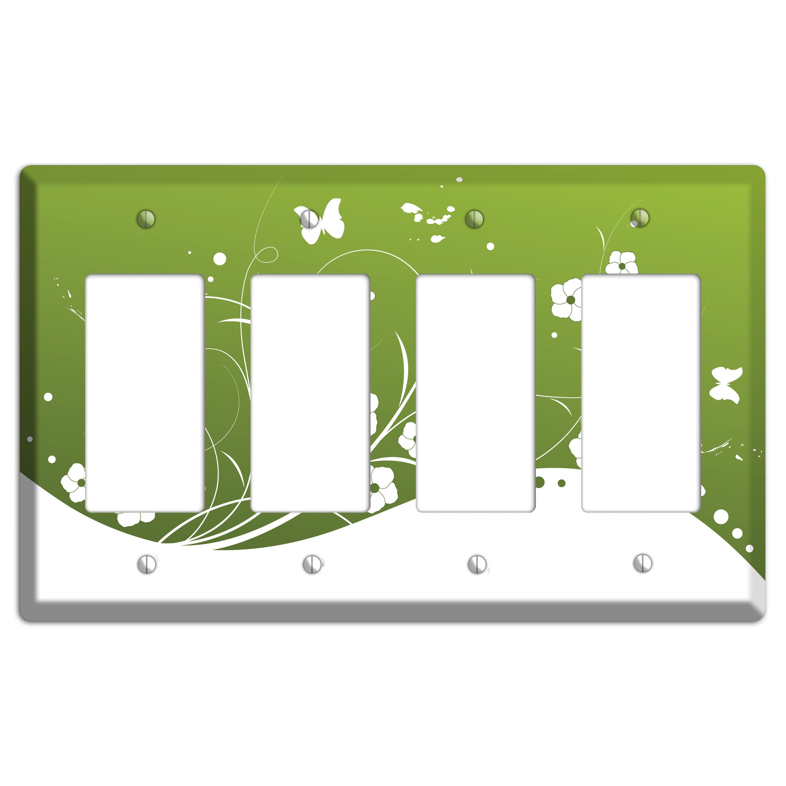 Green Floral Sprig 4 Rocker Wallplate