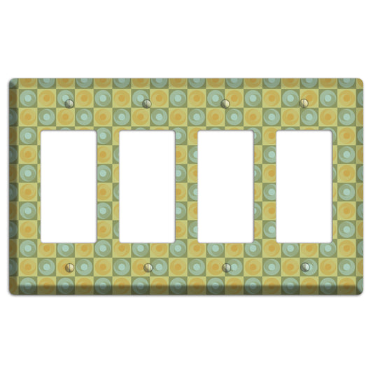 Green and Yellow Squares 4 Rocker Wallplate