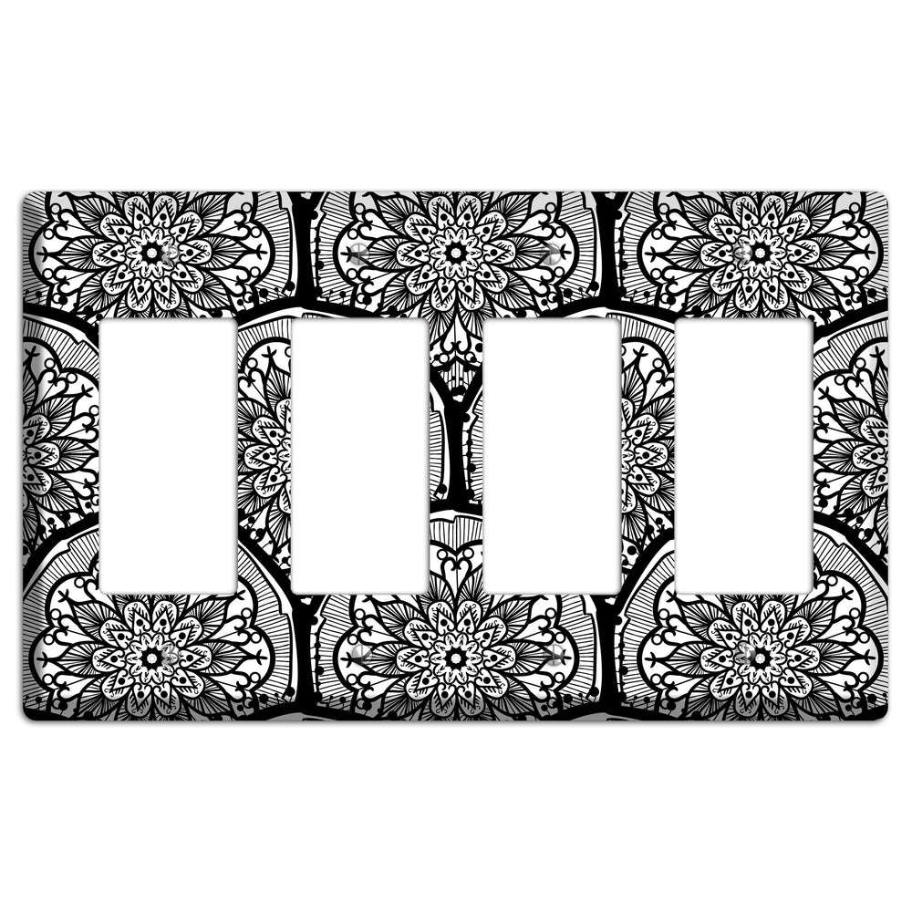 Mandala Black and White Style A Cover Plates 4 Rocker Wallplate