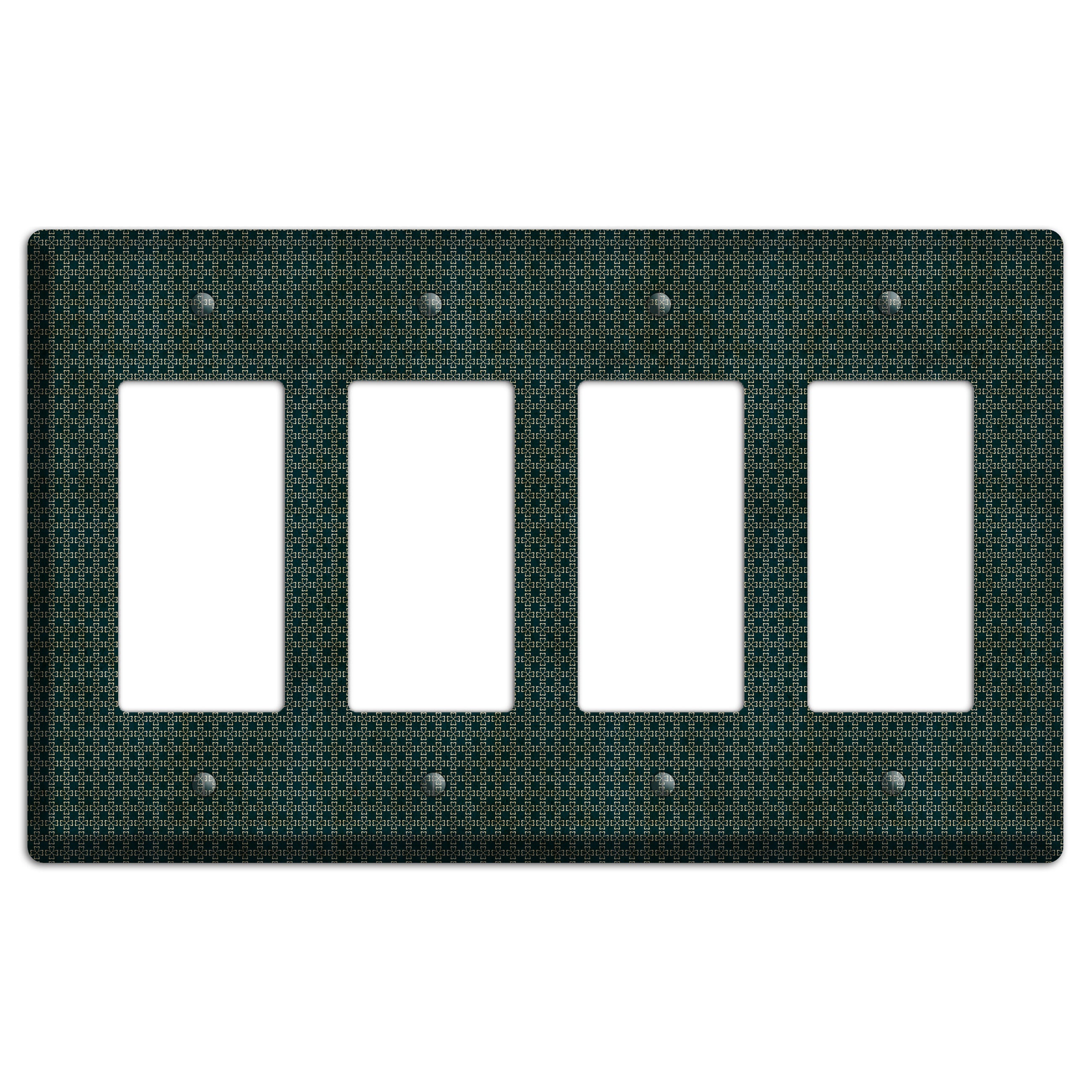 Dark Green Grunge Tiny Arabesque 4 Rocker Wallplate
