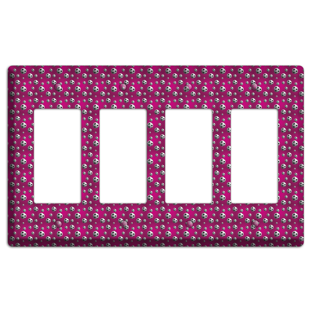 Fuschia with Soccer Balls 4 Rocker Wallplate