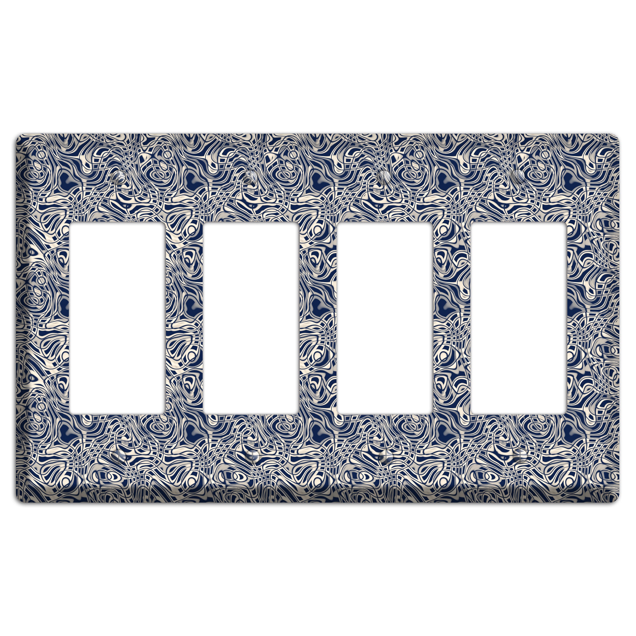 Blue Psychedelic Swirl 4 Rocker Wallplate