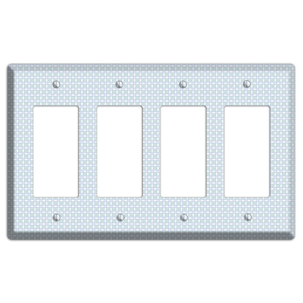 Light Blue and Lavender Tiled Tiny Arabesque 4 Rocker Wallplate