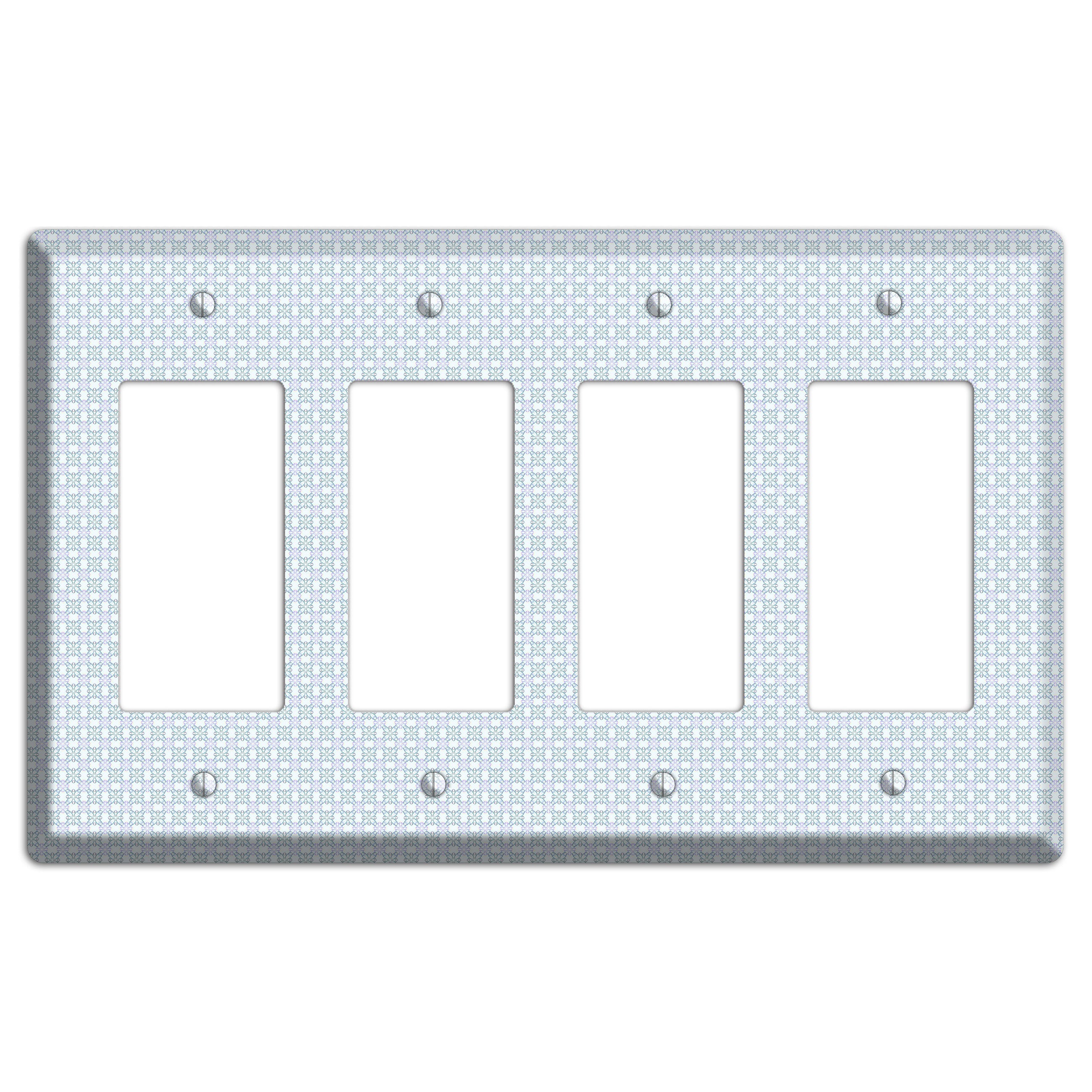 Light Blue and Lavender Tiled Tiny Arabesque 4 Rocker Wallplate