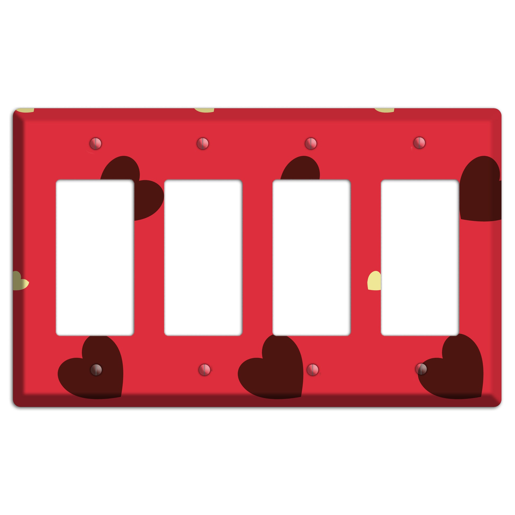 Red with Hearts 4 Rocker Wallplate